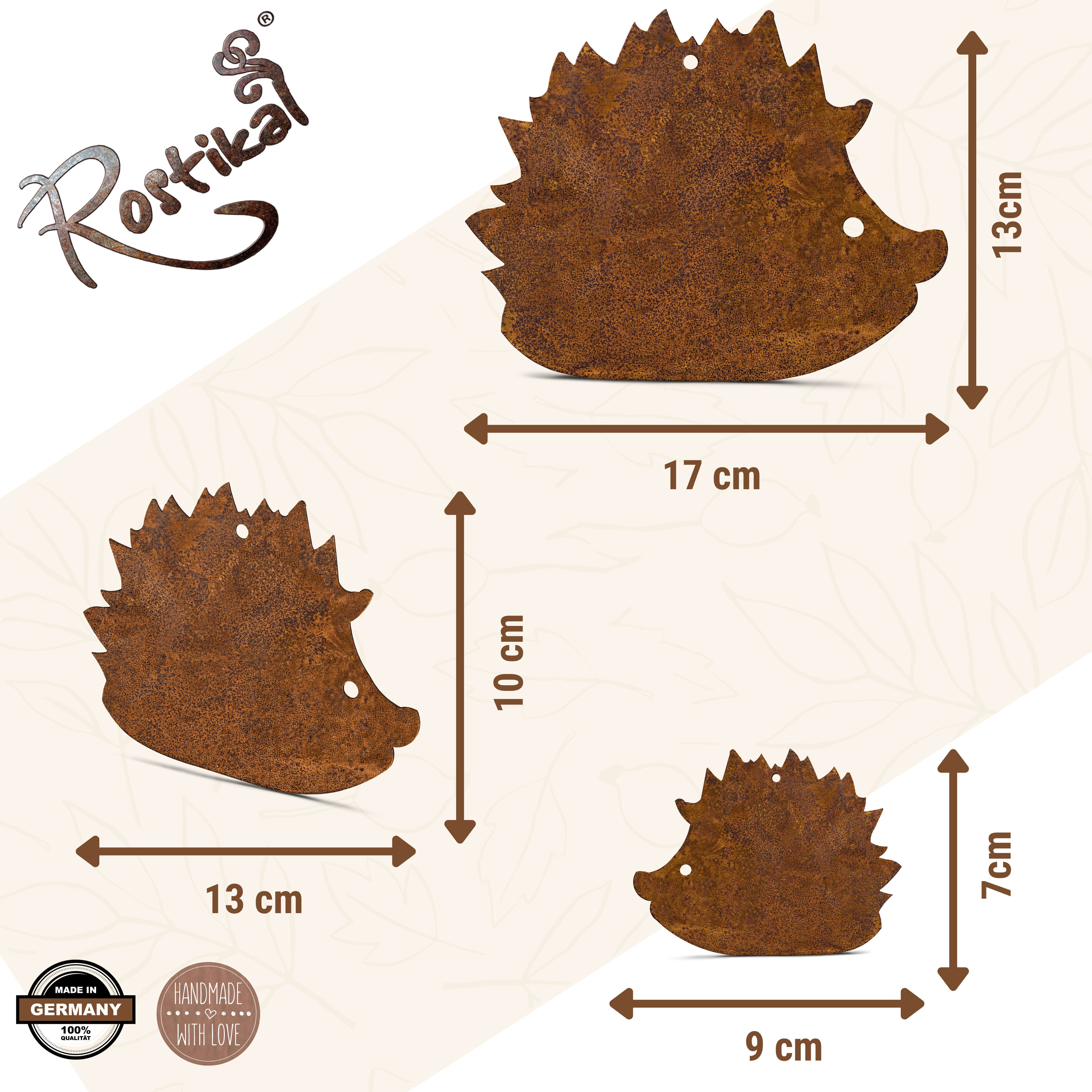Set Dekofigur Deko (3tlg), Rost Gartendeko Rostikal echter Igel Vintage