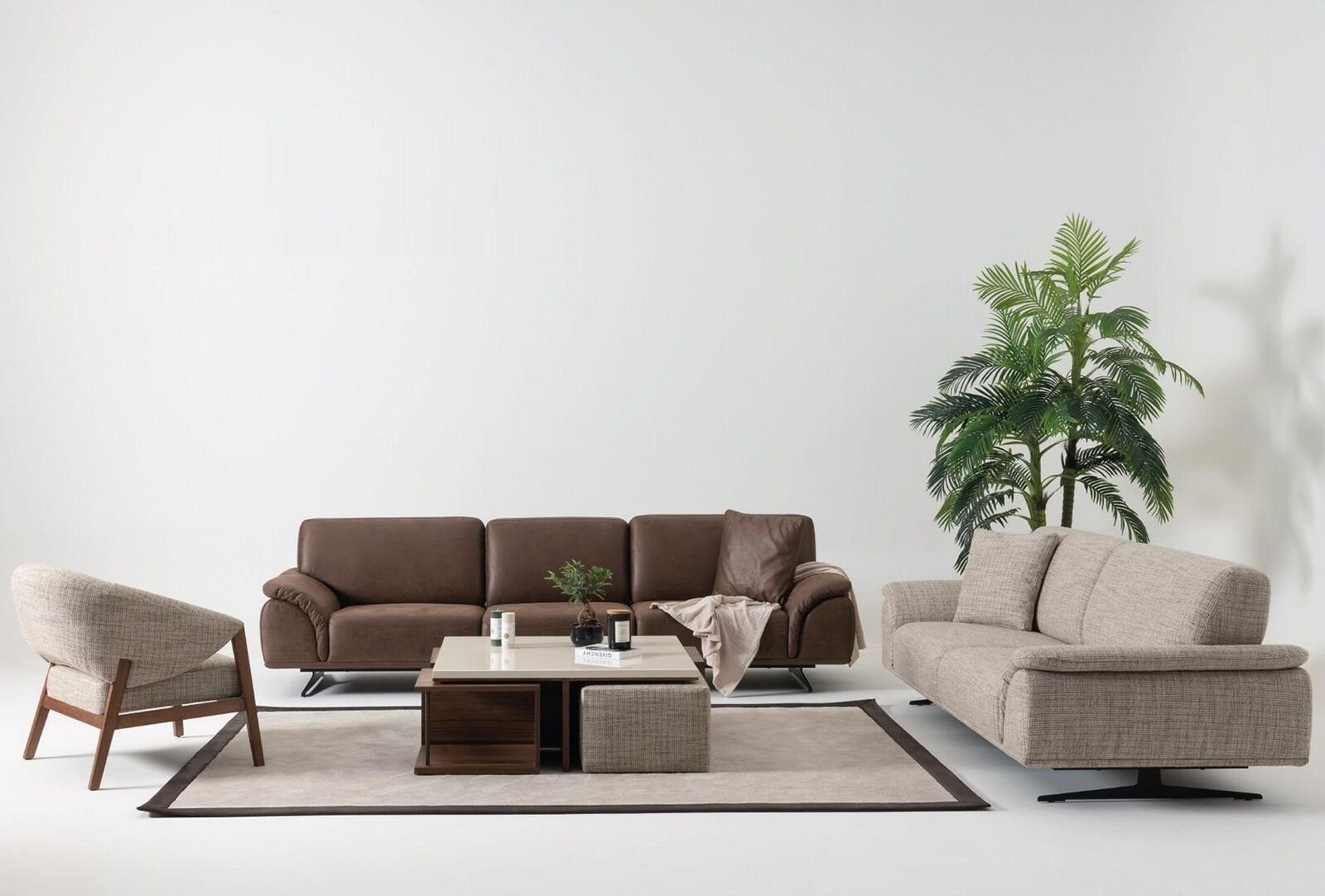JVmoebel Sofa Sofagarnitur 3+3+1 Sitzer Couch Wohnlandschaft Garnitur Design Modern, 3 Teile