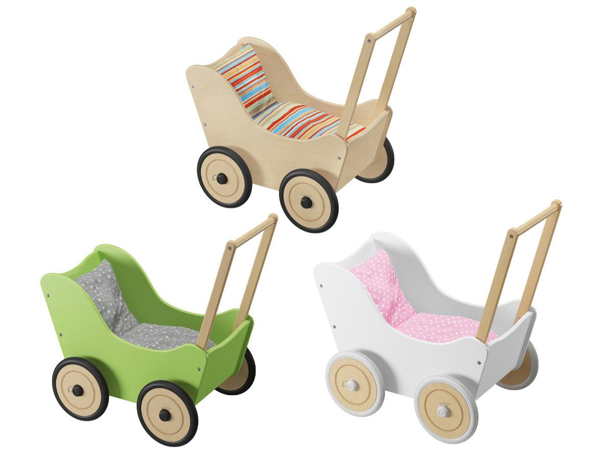 ERST-HOLZ Puppenwagen Puppenwagen als Lauflernhilfe in Verschiedenen Farben