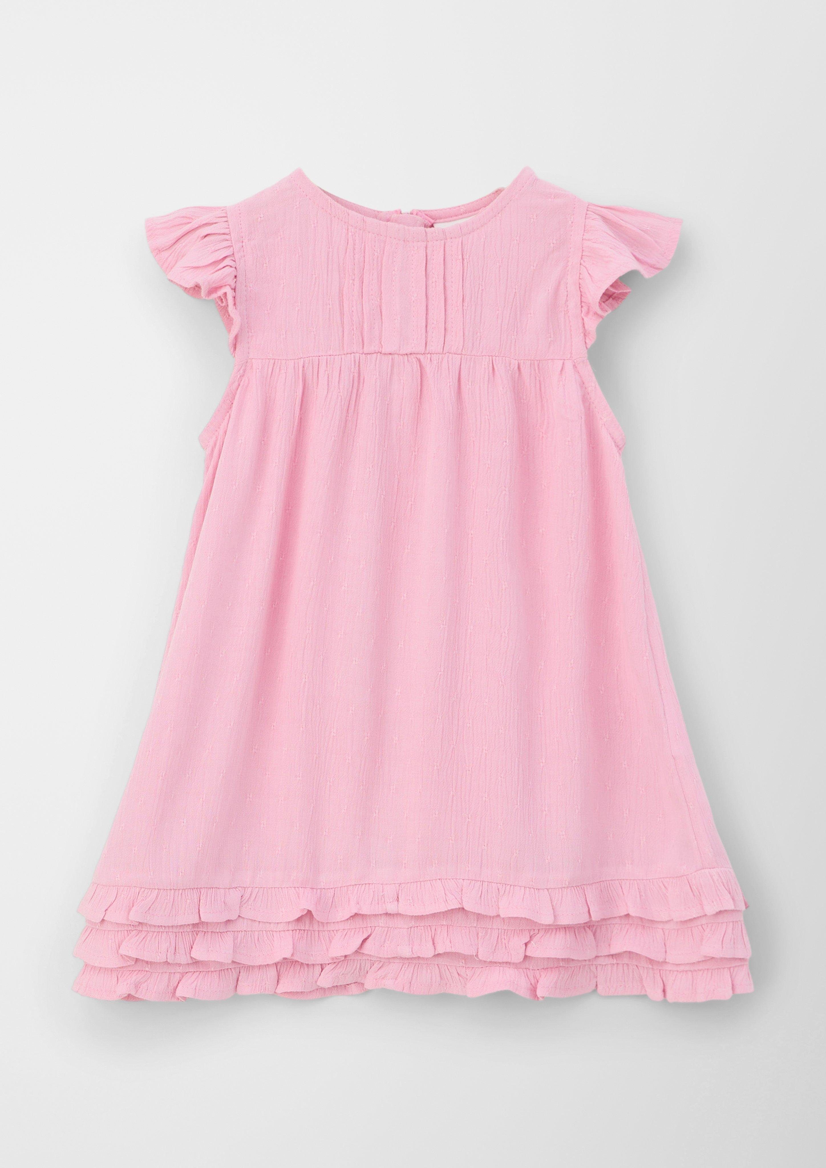 s.Oliver Jerseykleid Fließendes Volantkleid Volants, Raffung rosa