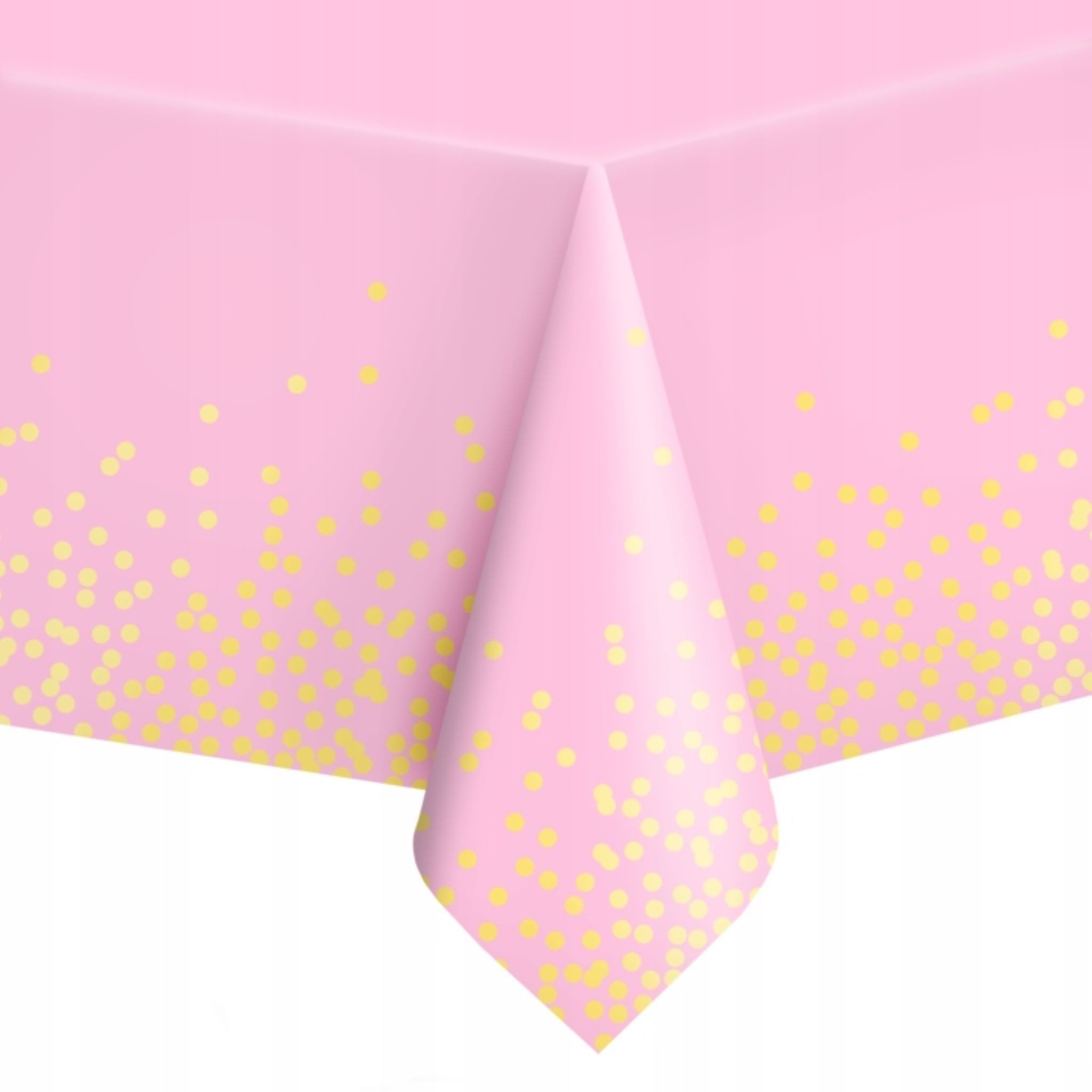 Festivalartikel Tischdecke Einweg Tischdecke Rosa mit Goldpunkten - 137x274 cm