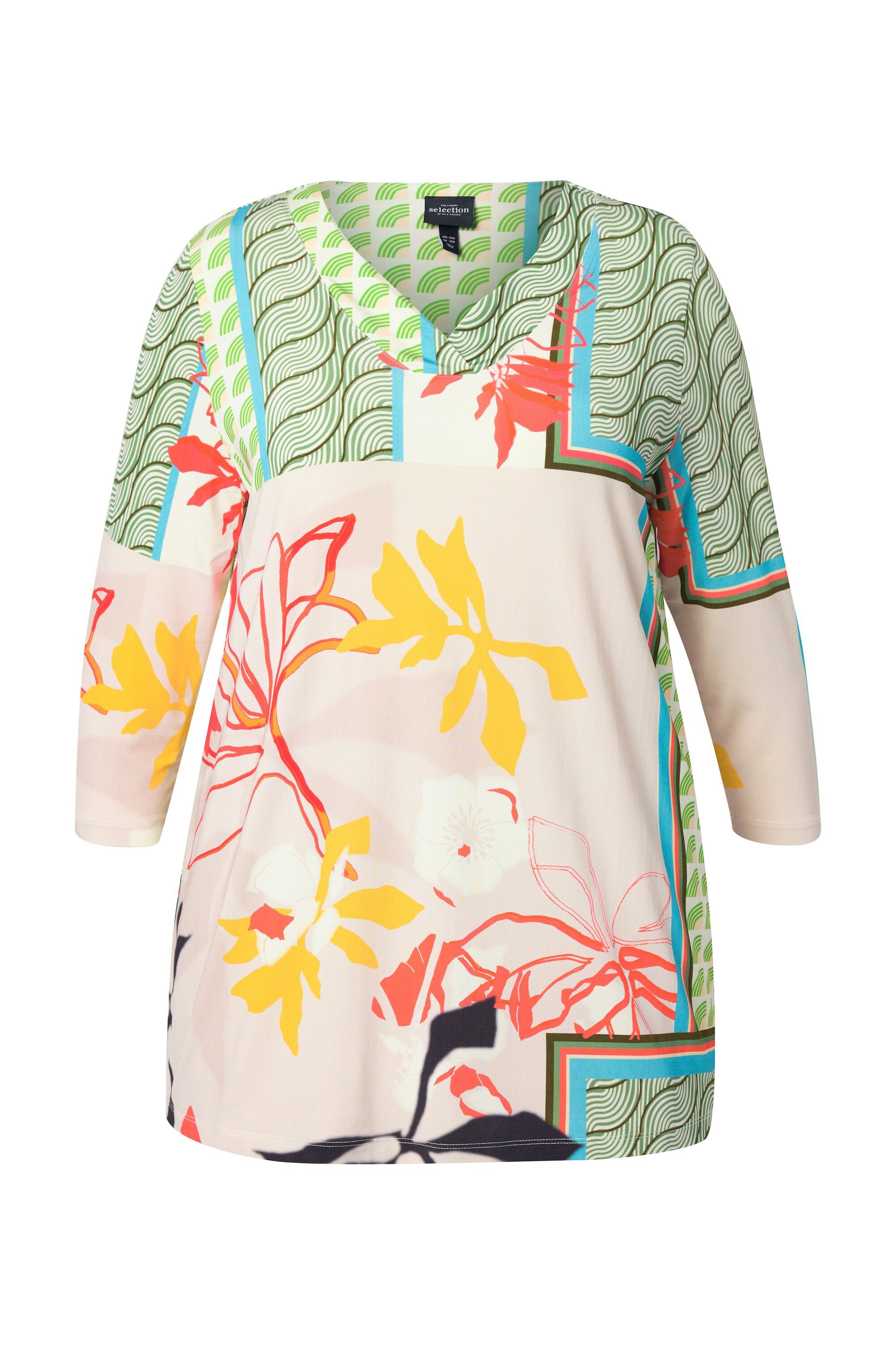 Ulla Popken T-Shirt Slinky-Shirt Patchdruck A-Linie günstig online kaufen