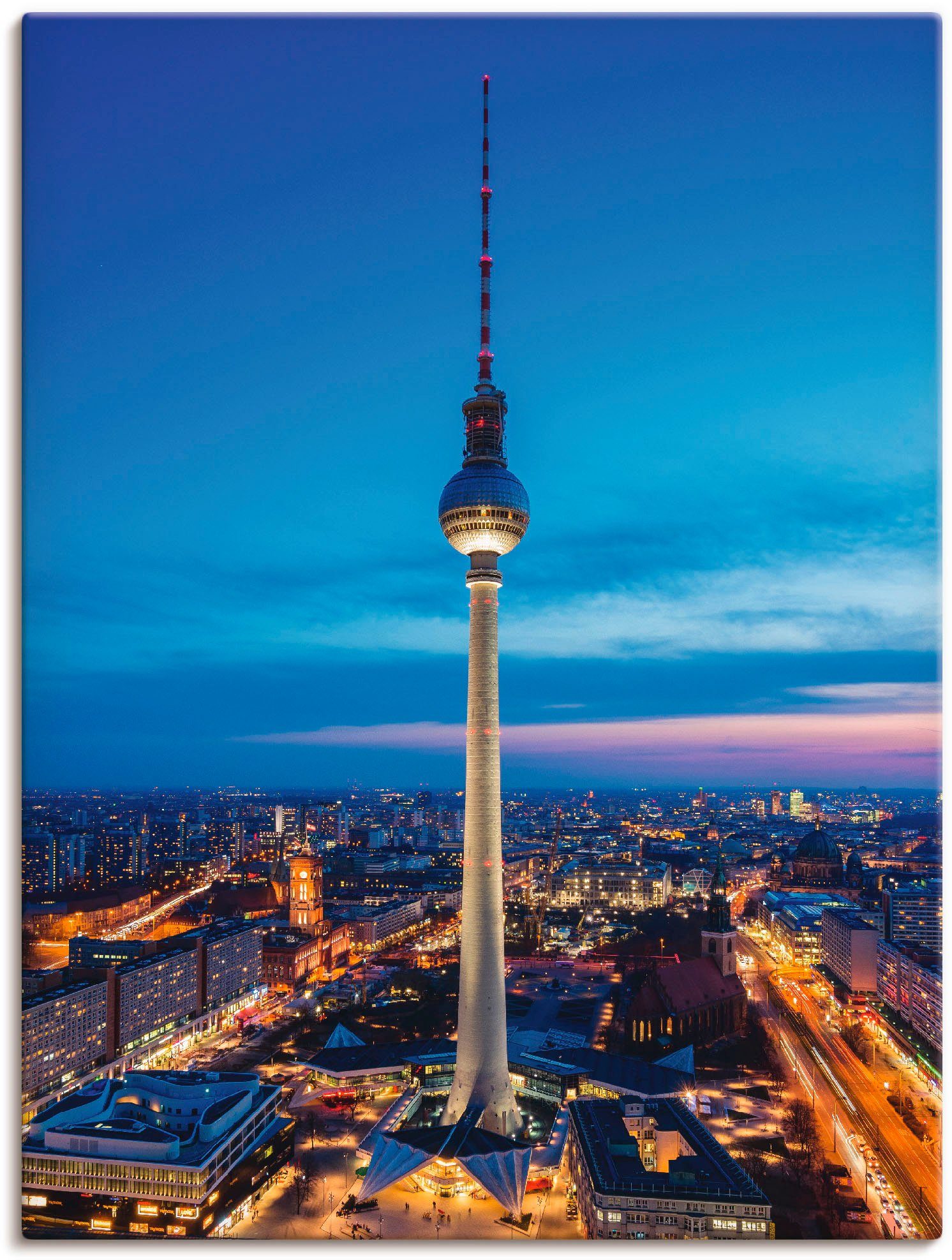 Artland Wandbild Berlin Fernsehturm, als Poster versch. Wandaufkleber Deutschland oder Größen (1 Alubild, St), in Leinwandbild