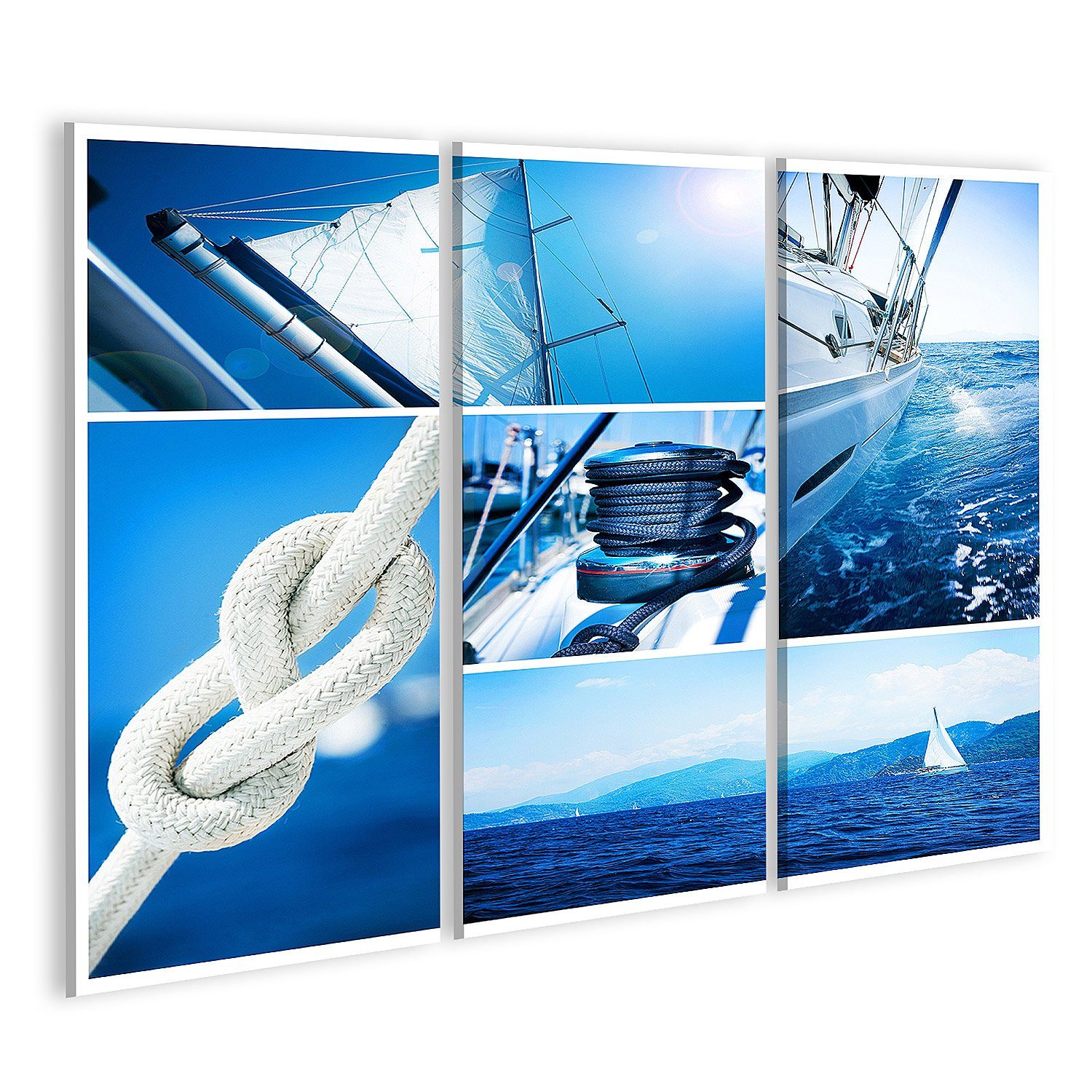 islandburner Leinwandbild Bild auf Leinwand Yacht Collage Segelboot Yachting Konzept Wandbild Po