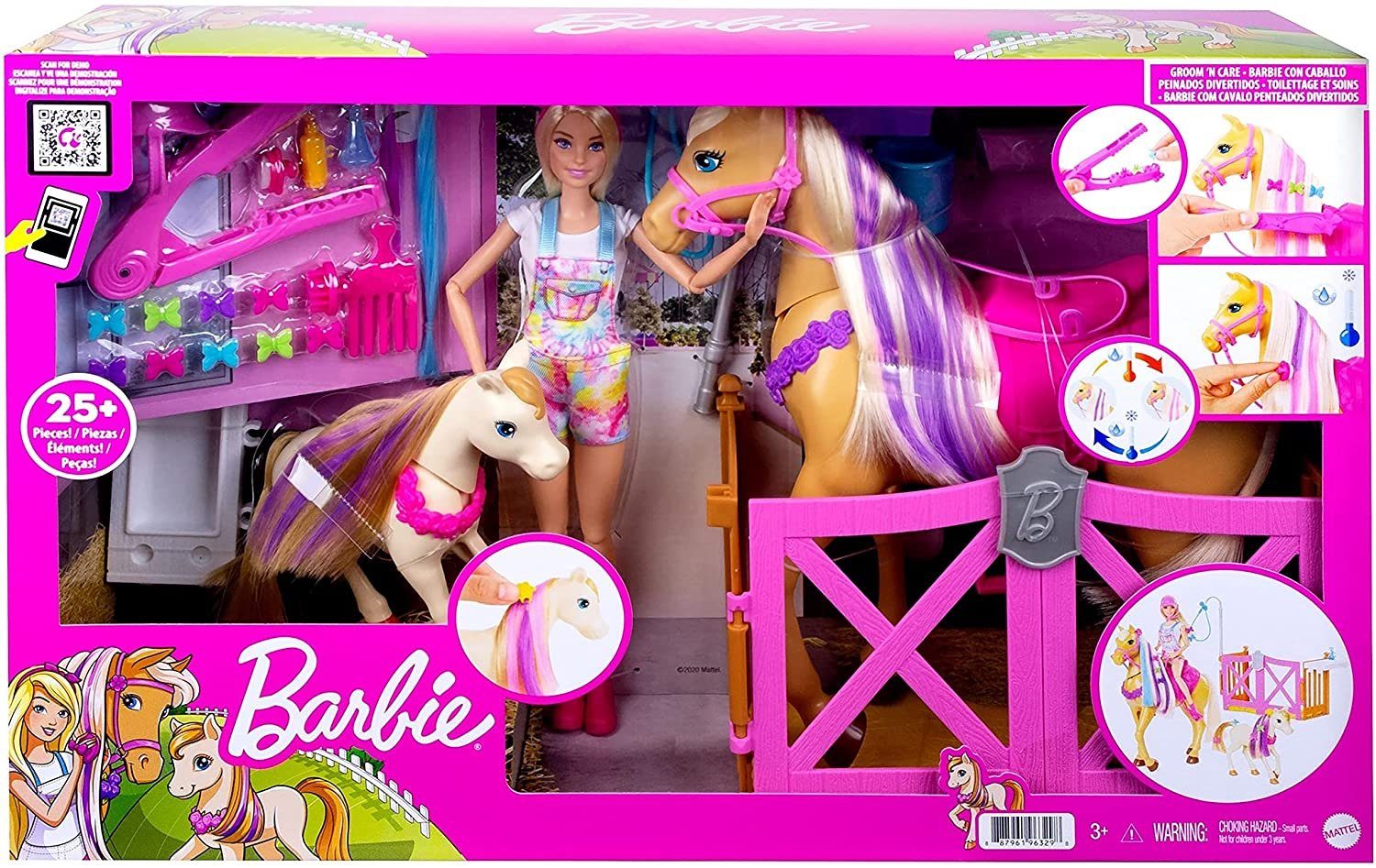 Mattel® Puppen Accessoires-Set Mattel GXV77 - Barbie - Spielset, Puppe mit  Pferden und Zubehör, Frisierspaß