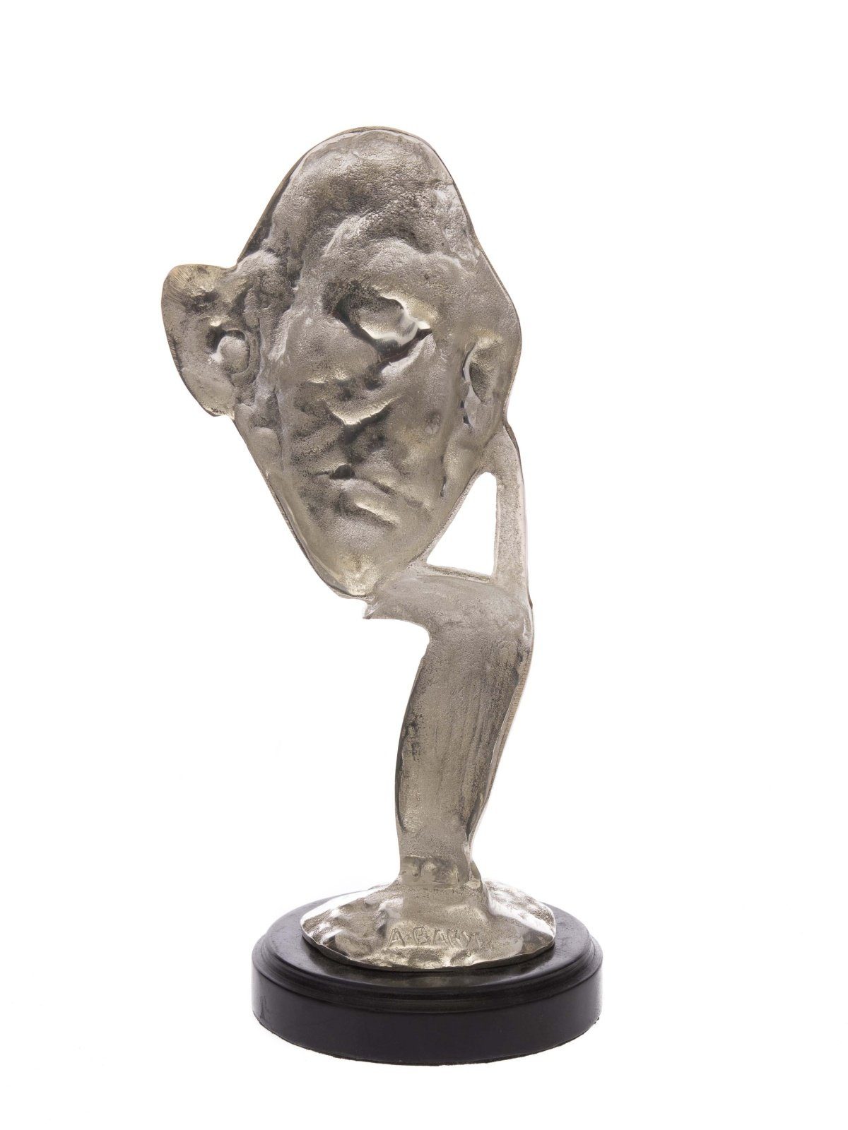 Figur Denker Bronze Aubaho Skulptur Anti Mann silber Skulptur Büste 32cm Gesicht Maske