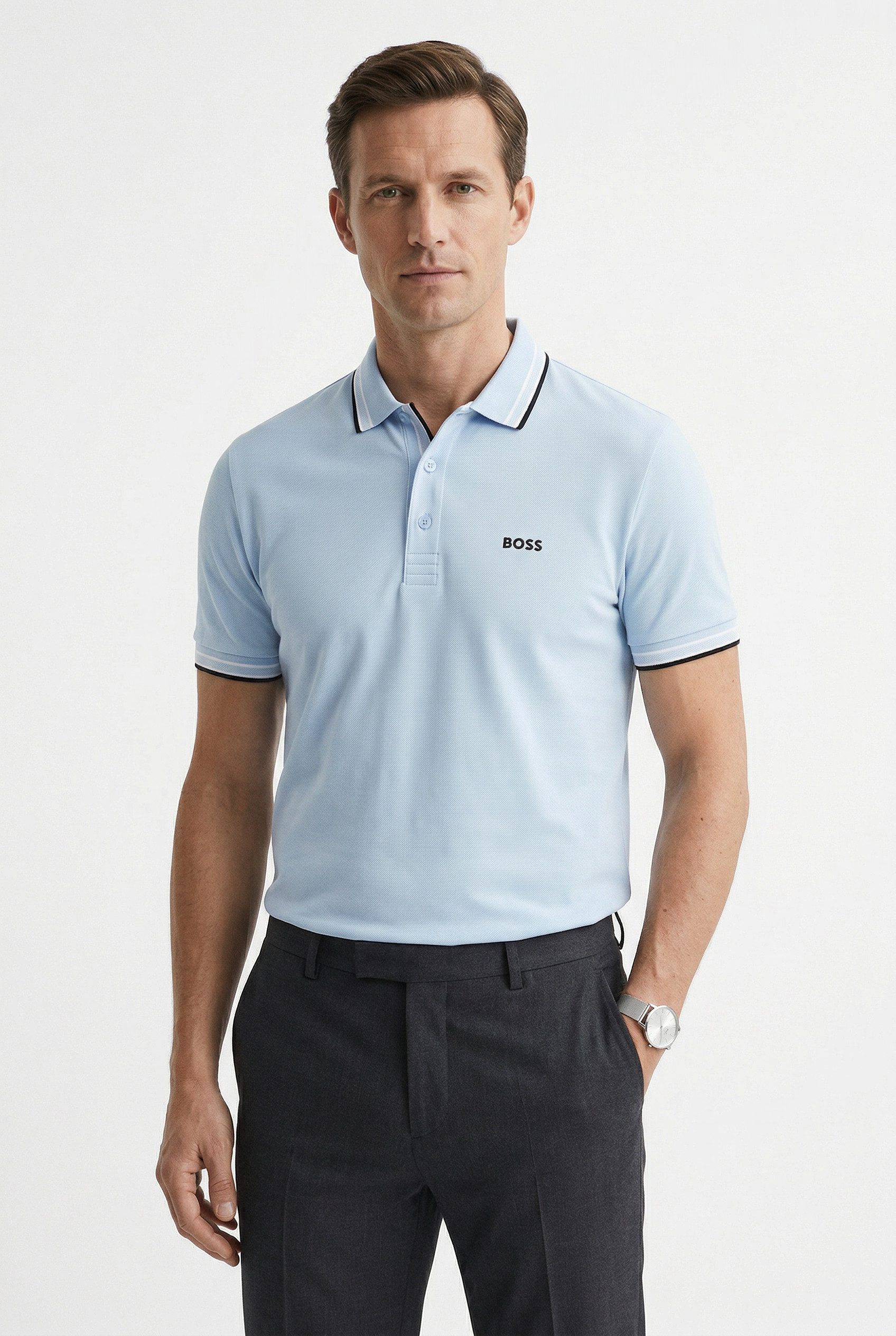 BOSS GREEN Poloshirt Paddy atmungsaktive Piqué-Webstruktur, Flachstrickkrag günstig online kaufen