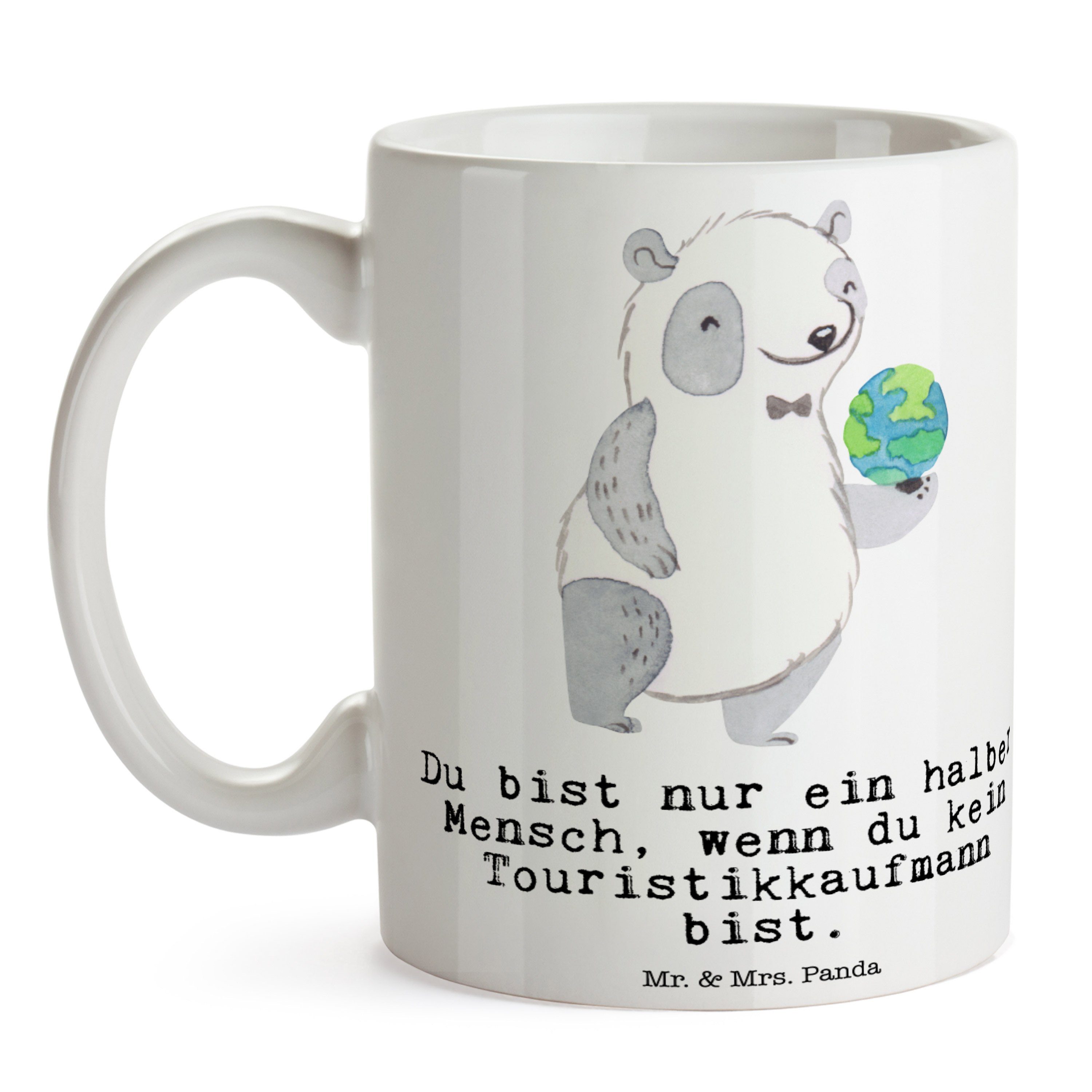 Tasse, Touristikkaufmann Mrs. & Geschenk, Mr. Kollegin, Tasse Panda mit Keramik Firma, - Weiß Herz -