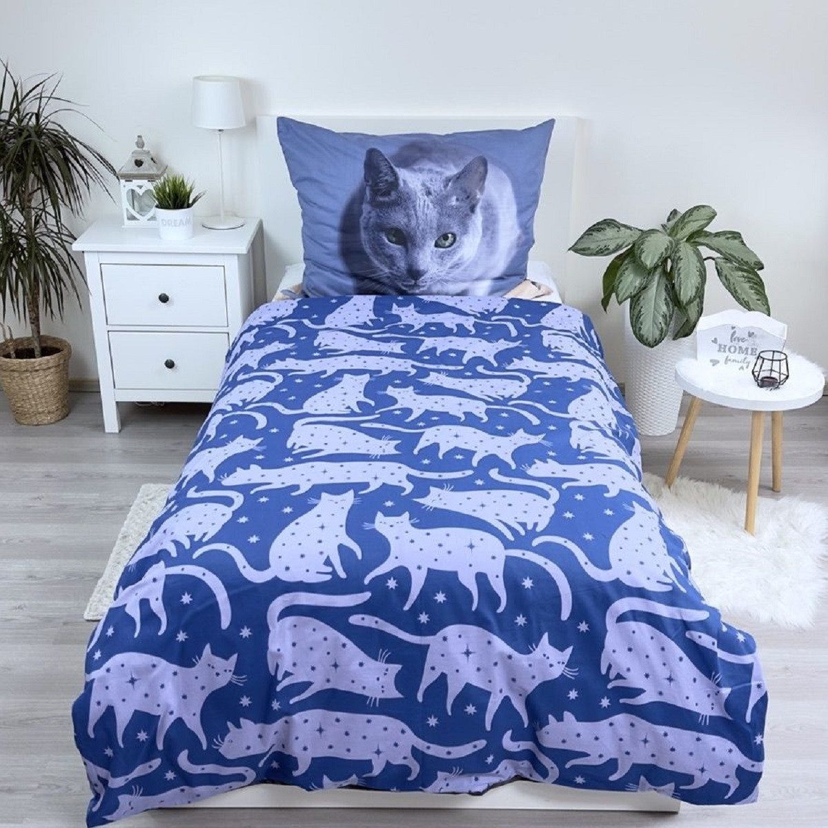 Jerry Fabrics Bettwäsche Dark Cat Baumwolle günstig online kaufen