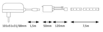 Paulmann LED-Streifen SimpLED Strip Set 7,5m RGB 26W 230/12V DC Weiß Metall Kunststoff, 1-flammig