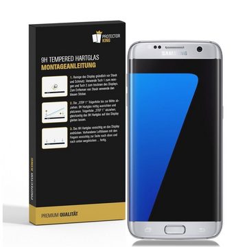 Protectorking Schutzfolie 1x 9H Hartglas für Samsung Galaxy S7 FULL CURVED Displayschutz Panzerf, (1-Stück), Displayschutzglas, Schutzglas Echtglas Tempered 9H Härte HD-KLAR