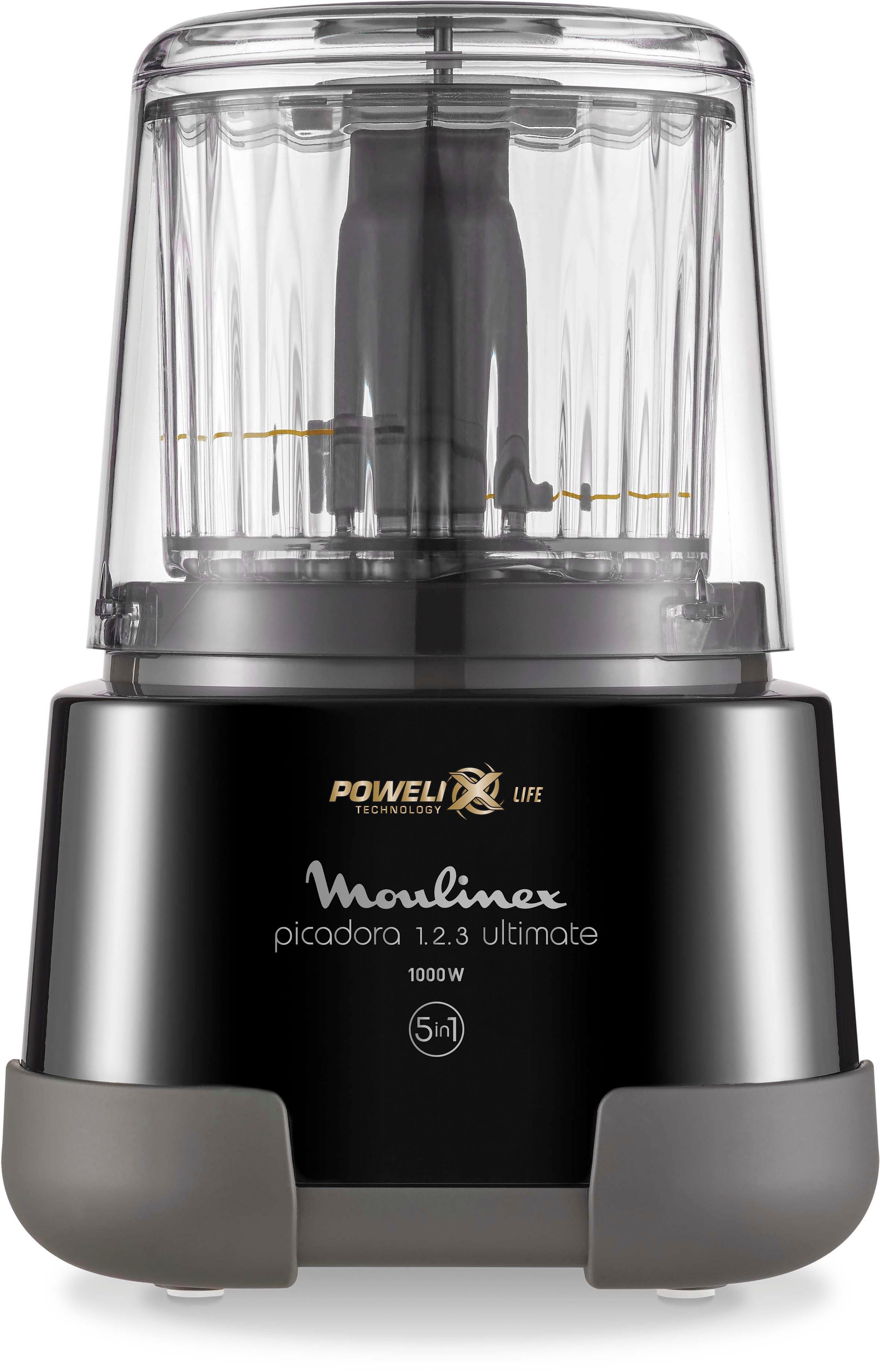 Moulinex Zerkleinerer DP8108 Moulinette Ultimate, 1000 W, 550 ml Kapazität, Easy-Press-System, Powelix-Klingen