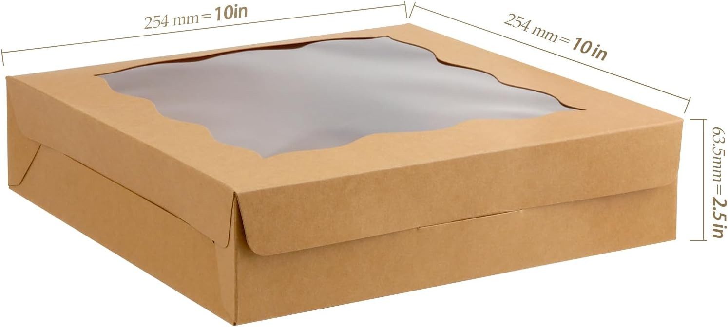 FELIXLEO Aufbewahrungssystem 20 Stück Kuchenboxen Sichtfenster 180x110x40 mm Braun Kraftpapier., (1-tlg) – Bild 2 von 5