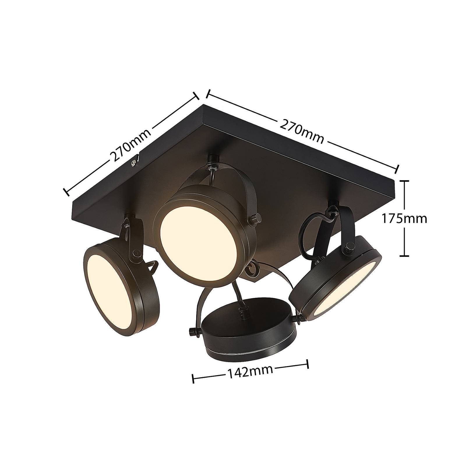 Leuchtmittel flammig, Schwarz, warmweiß, inkl. GX53 Omila, Lindby LED Leuchtmittel, Einbaustrahler inklusive, 4 Eisen, Modern,