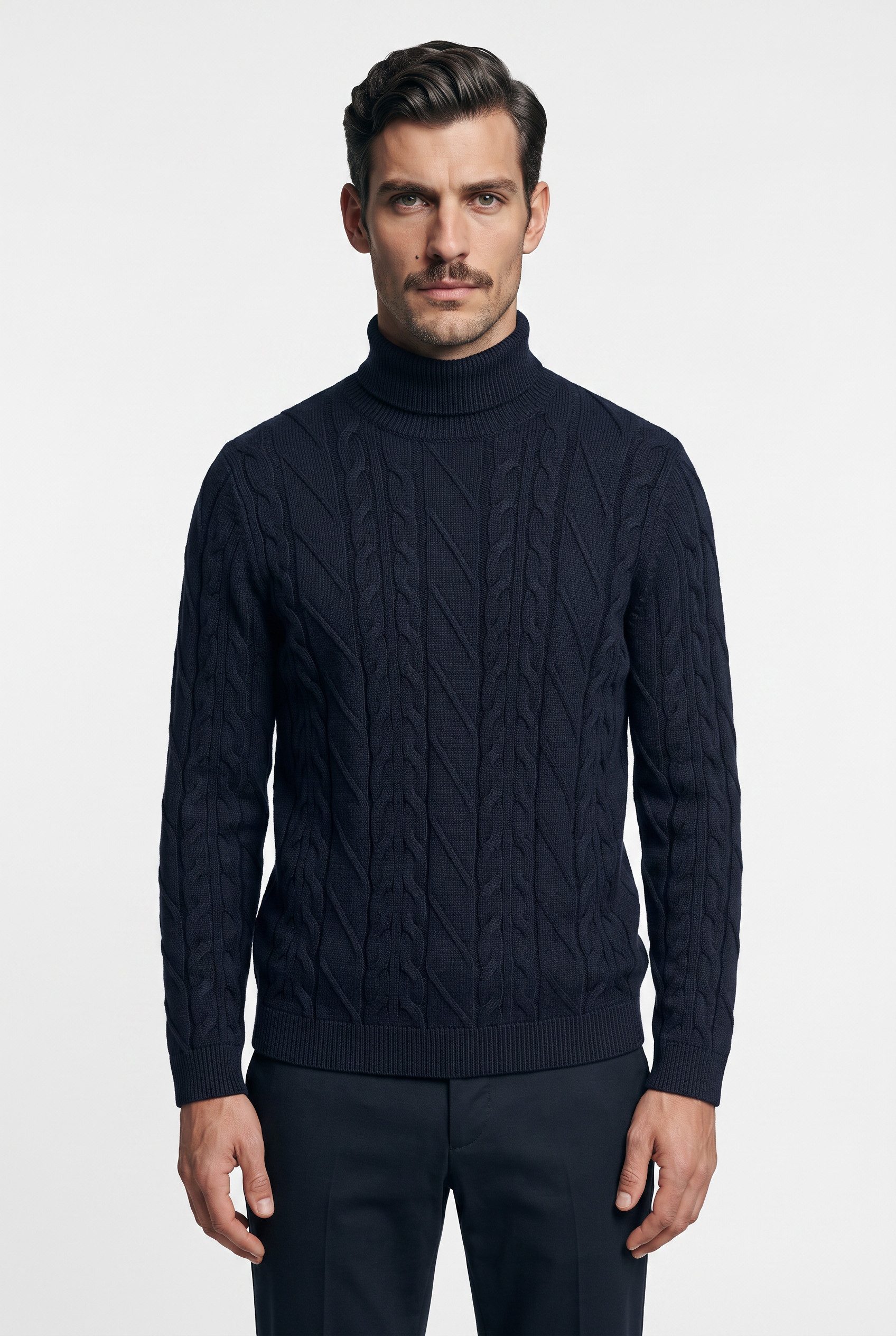 OLYMP Rollkragenpullover Casual regular fit, mit Wollanteil, Zopfmuster