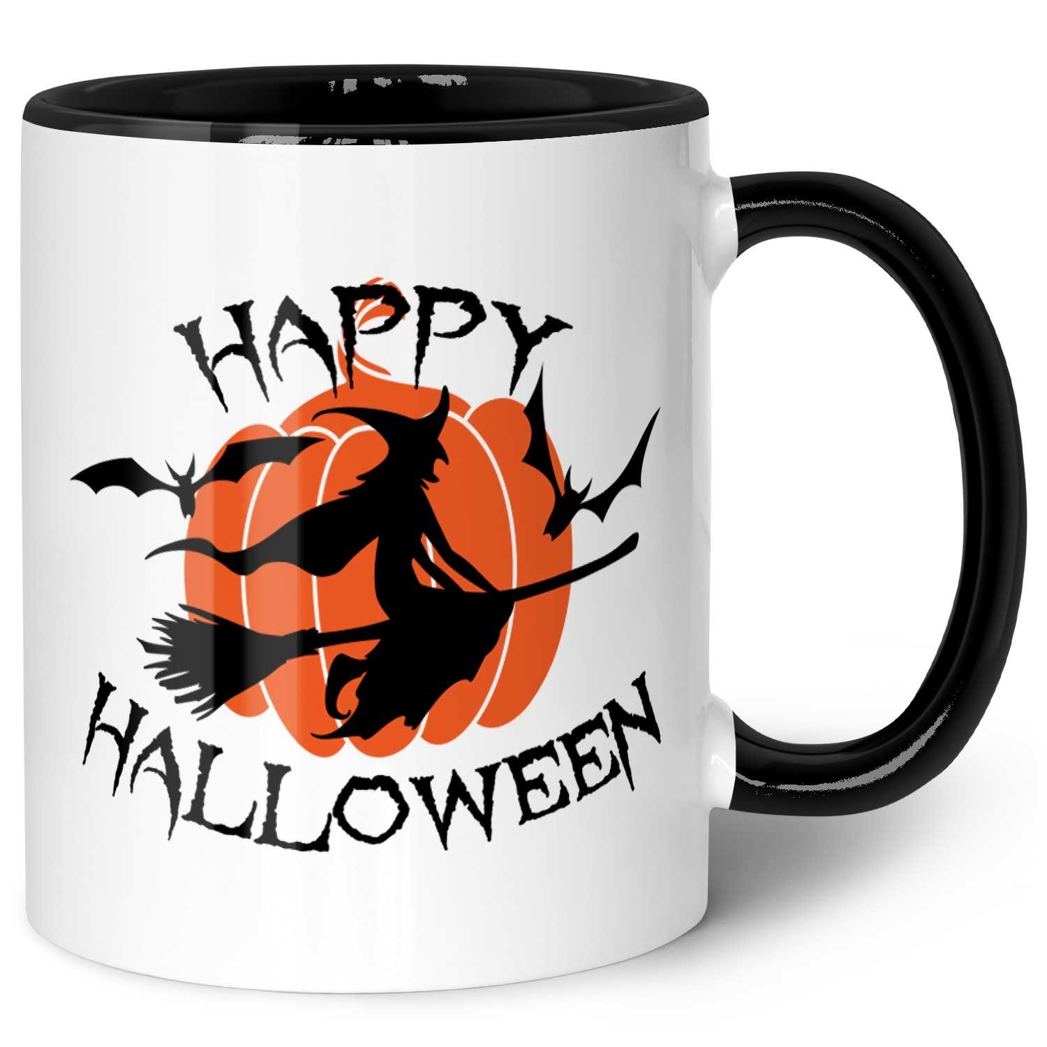GRAVURZEILE Tasse mit Motiv im Happy Halloween Hexen Design, Keramik, 330 ml