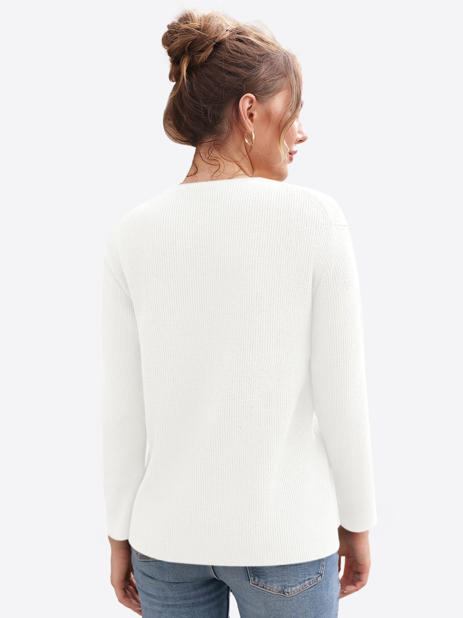 Imily Bela Sweater Damen Oversize-Pullover mit tiefer V-Ausschnitt (Packung günstig online kaufen