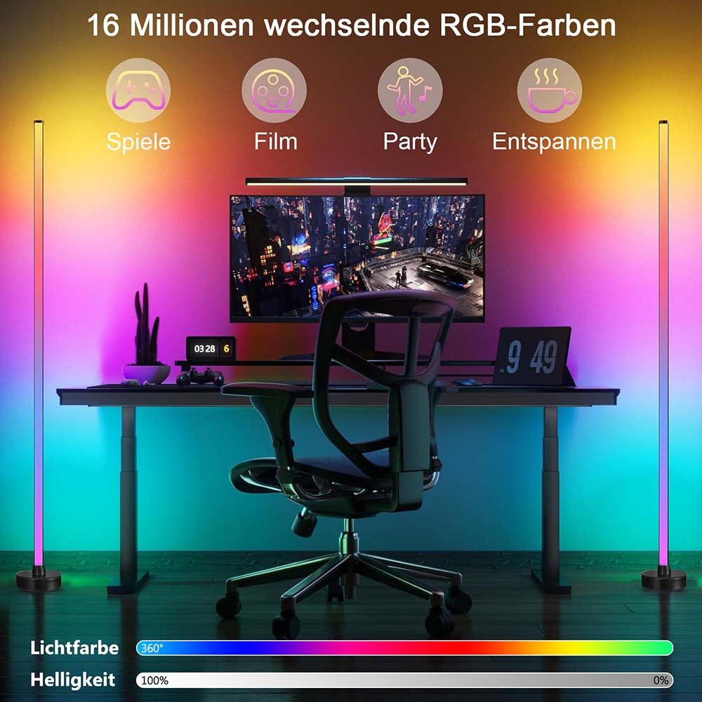Jibenhome LED Lichtleiste LED Tischleuchte RGB Stehlampe 20W, Fernbedienung günstig online kaufen