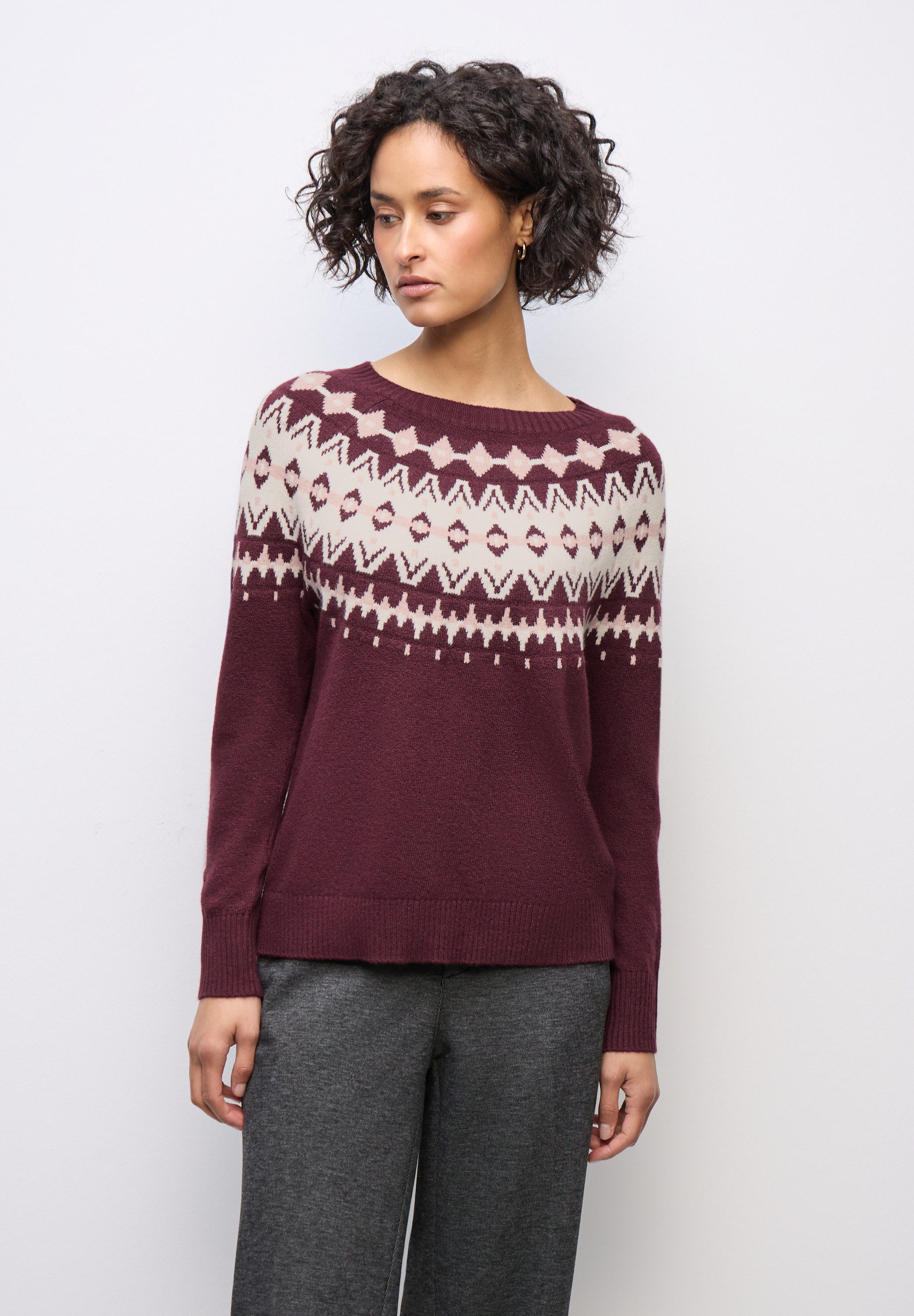 STREET ONE Rundhalspullover aus elastischem Materialmix günstig online kaufen