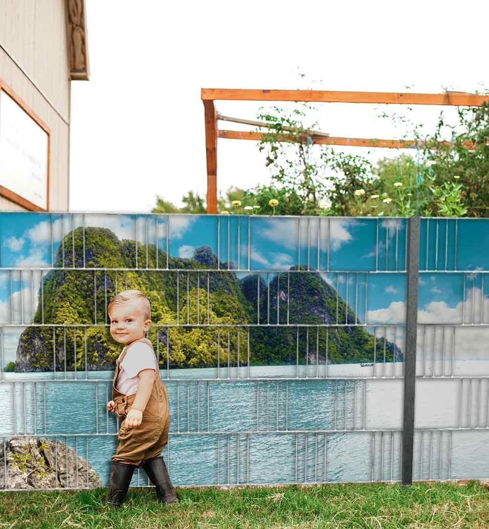 MyMaxxi Sichtschutzstreifen Sichtschutzstreifen Strand Berge Sichtschutz Garten Zaun, (Strand Berge)