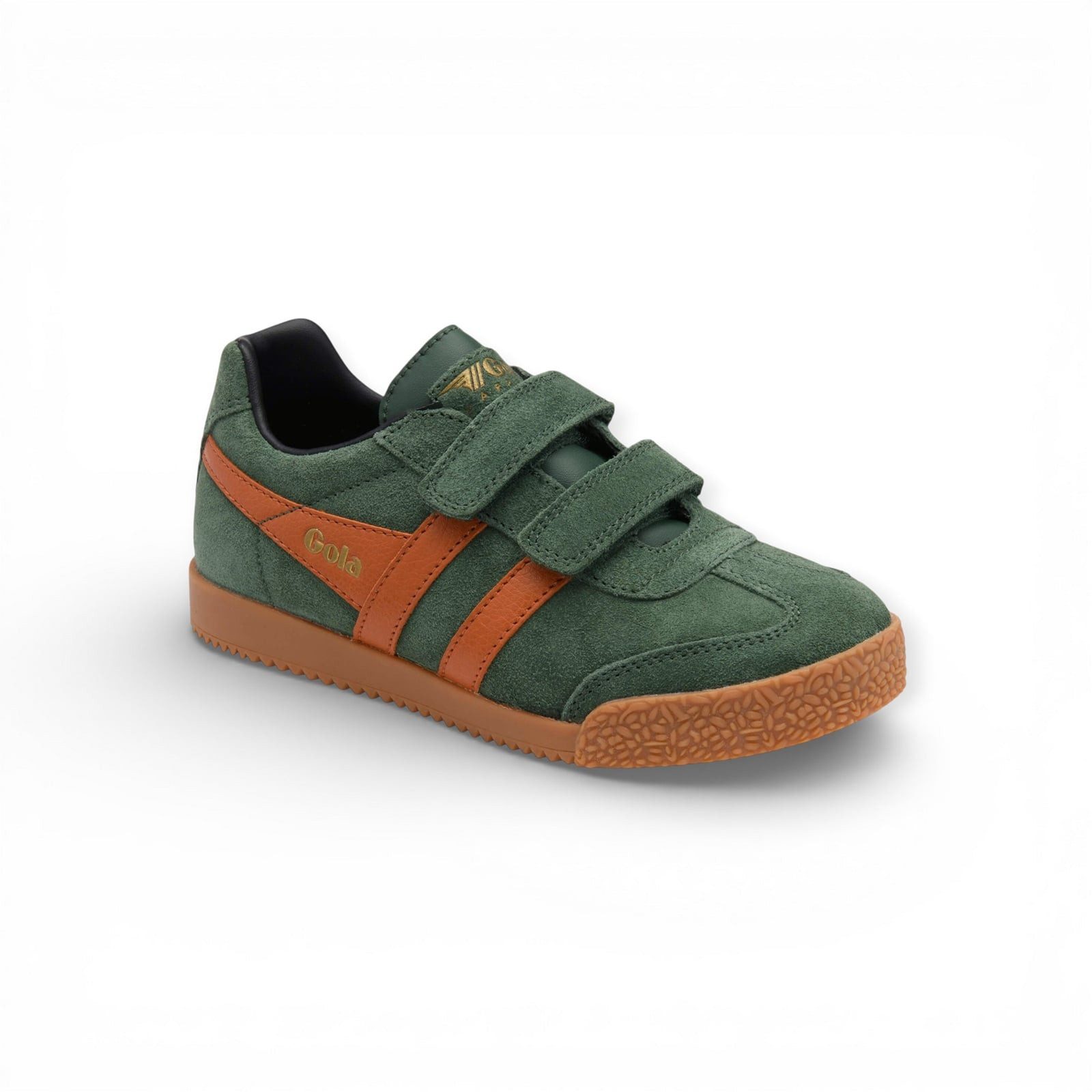 Gola Harrier 2026 (Wildleder, Klettverschluss) dunkelgrün/orange/schwarz Sneaker