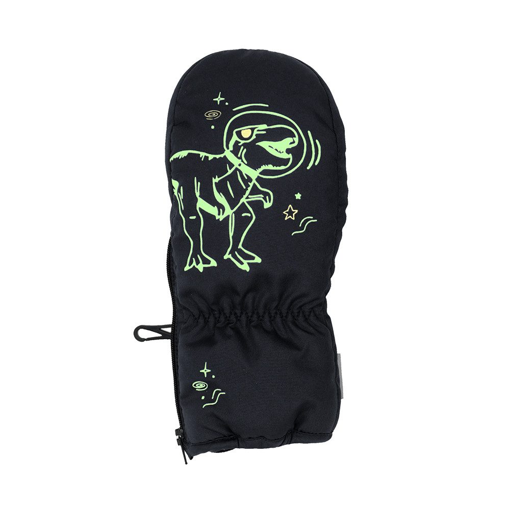 MAXIMO Fäustlinge MINI BOY-Thermofausthandschuhe "space dino", Daumen, glow in the dark (2-St)