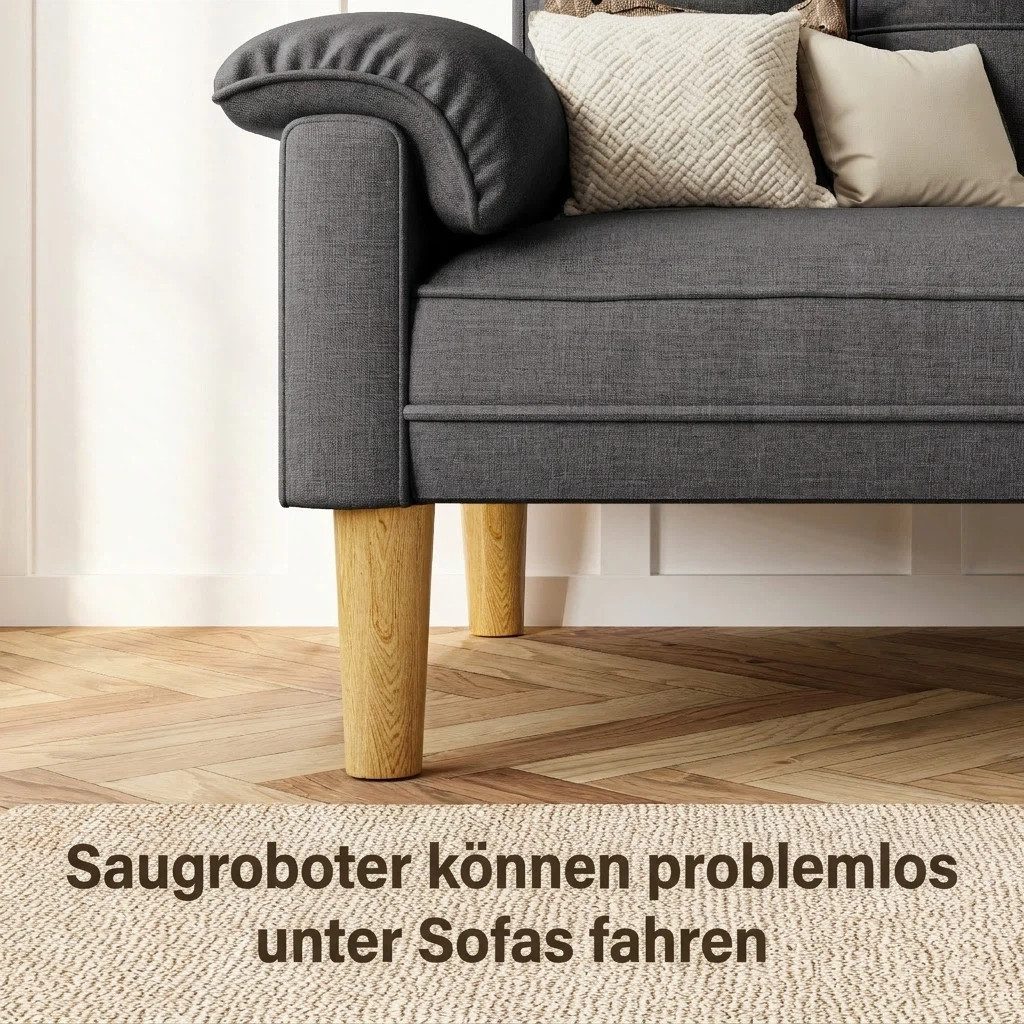 Bealife 2-Sitzer Kleine Couch, mit Armlehne und Seitentasche, 144 x 77 x 77 cm, Geeignet für kleine Apartments / Schlafzimmer.