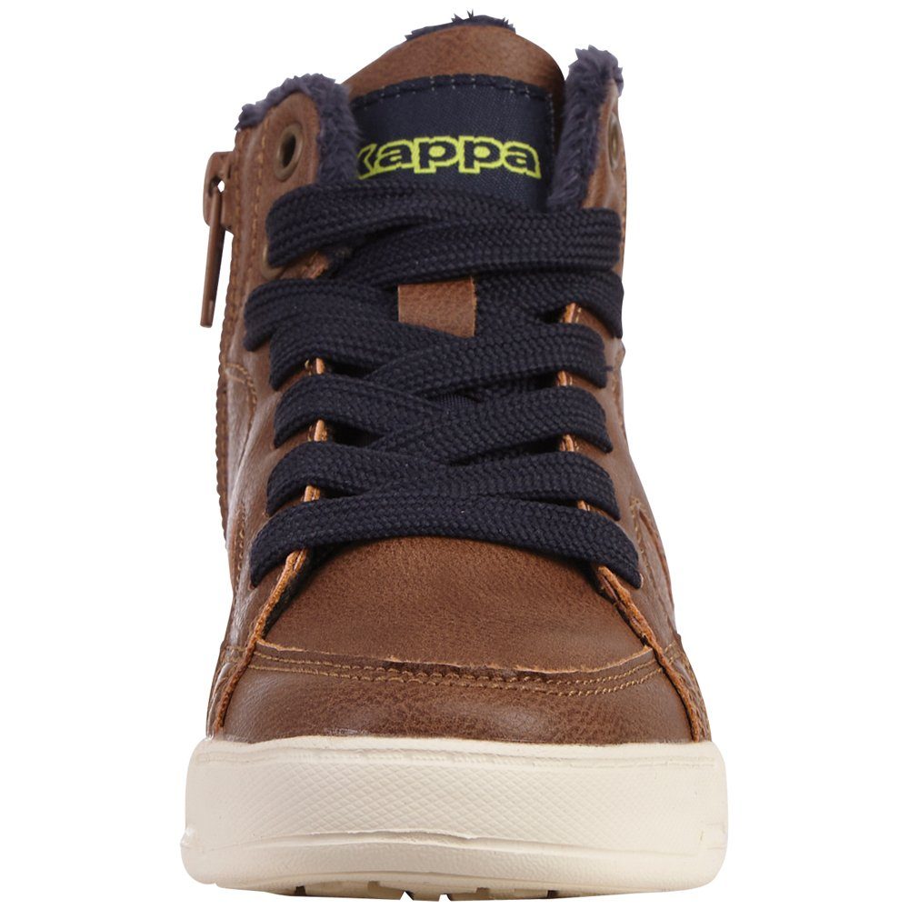 praktischem der an Reißverschluss Sneaker Kappa mit brown-navy Innenseite