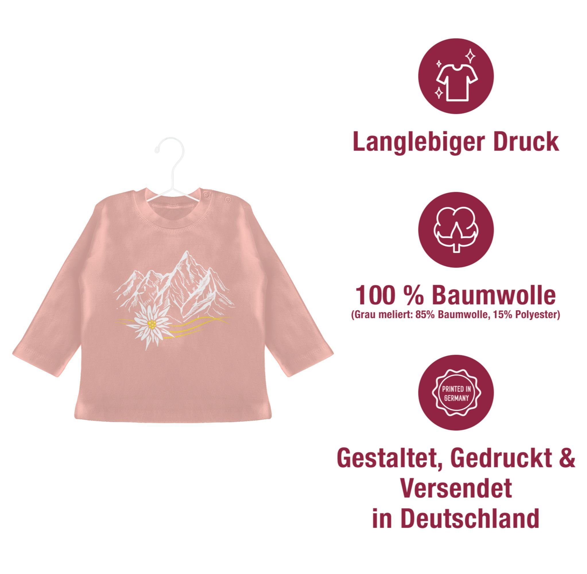 Outfit ruft Wandern Baby Oktoberfest Edelweiß Berge Babyrosa für Shirtracer T-Shirt Berg Alpen Mode Wanderlust 1