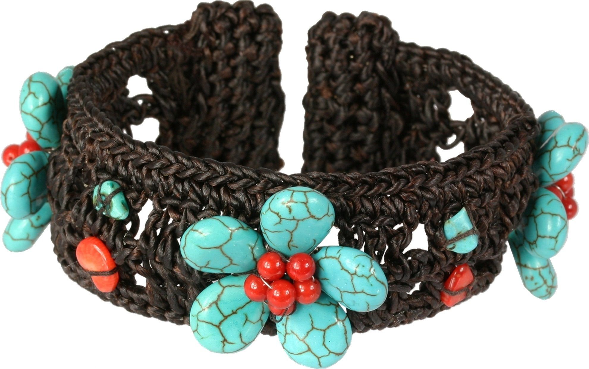 SilberDream Armband SilberDream Armband Blume türkis rot (Armband), Damen Armband (Blume), Farbe: türkis, rot, braun