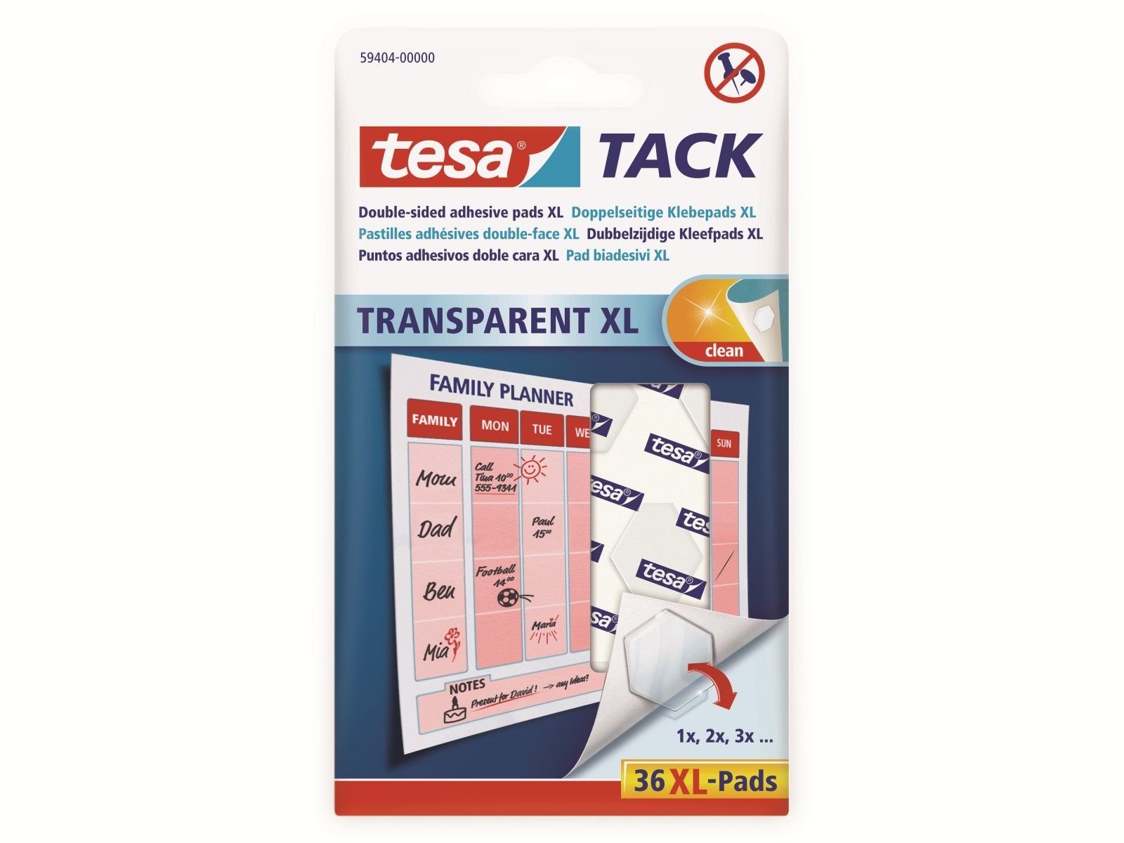 tesa Klebeband TESA Tack® Doppelseitige Klebepads XL, 36 Stück