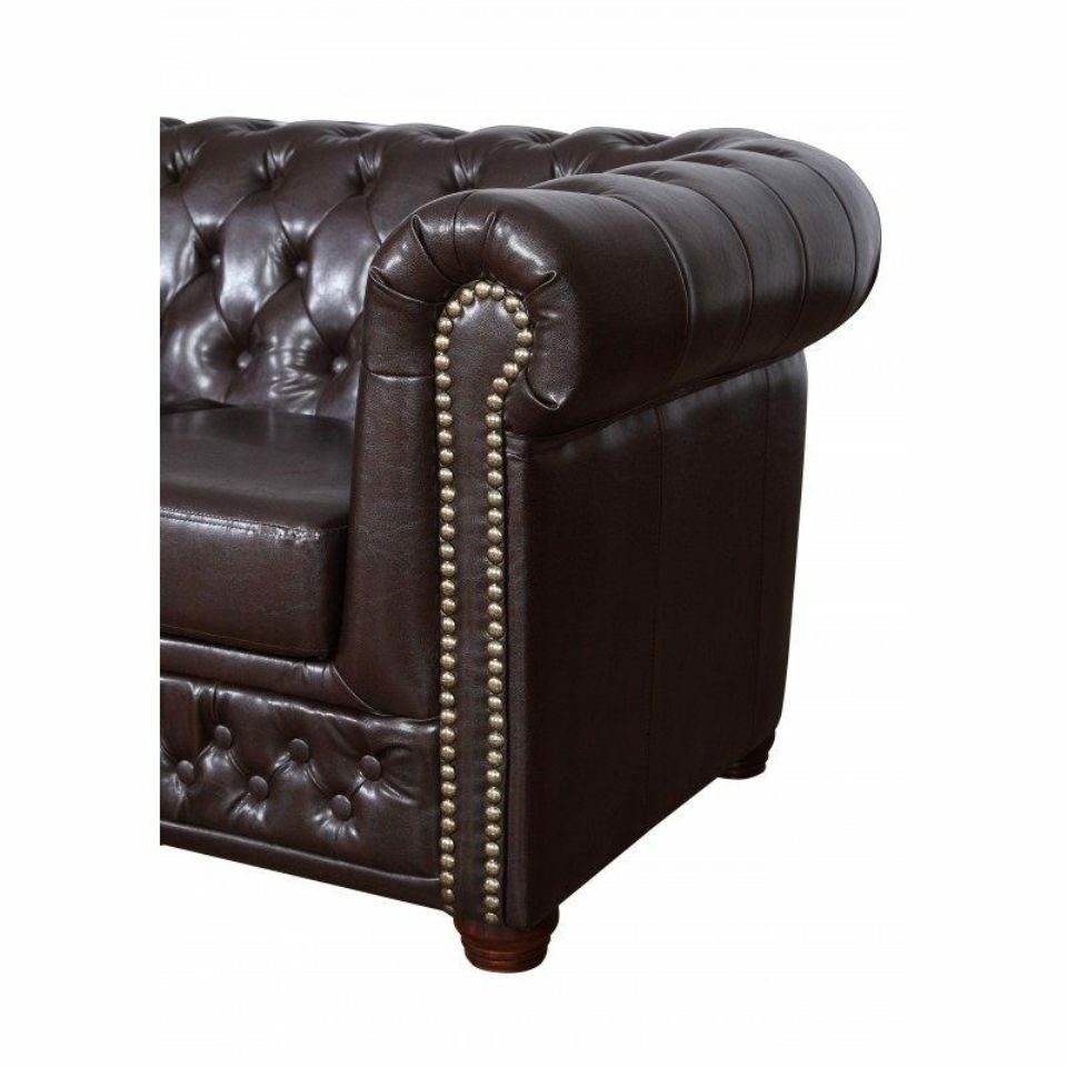 in Luxus Neu, Sofa Europe Garnitur Made JVmoebel Polstermöbel Ledersofa Braune Chesterfield