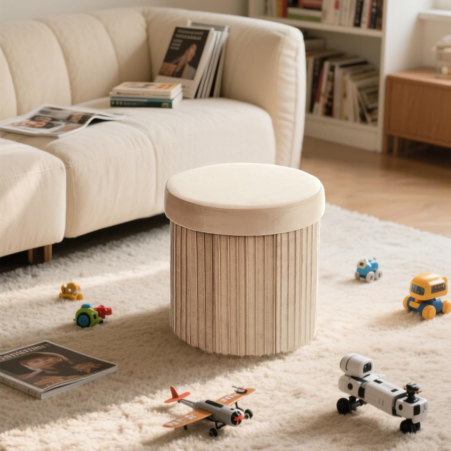 Zedelmaier Sitzhocker Runder Samt Aufbewahrungshocker Polsterhocker Hocker