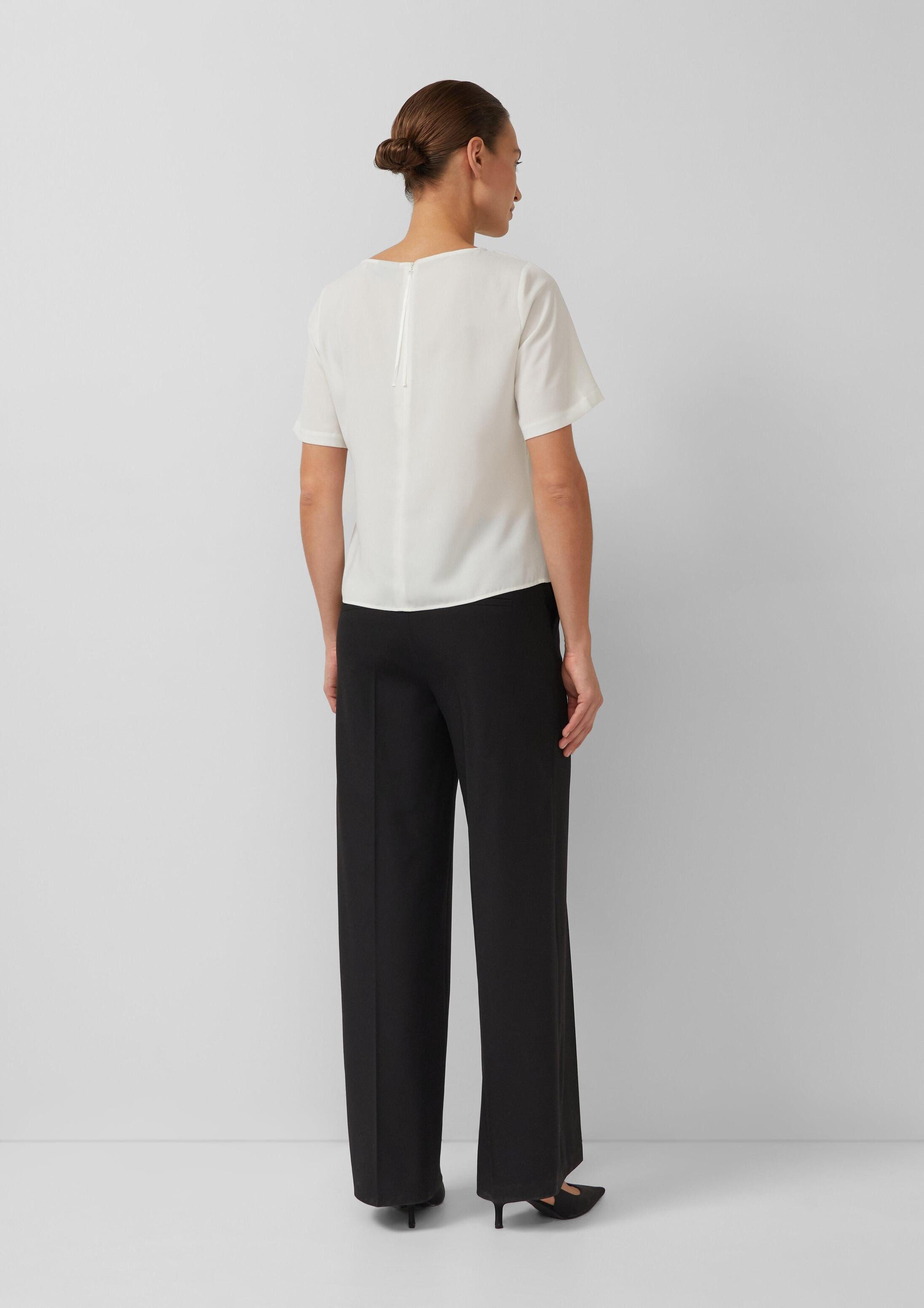 s.Oliver Kurzarmbluse Bluse Crêpe-Shirt mit Reißverschluss
