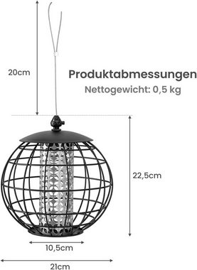 KOMFOTTEU Futterhaus Vogelfutterhaus, mit Metallgitter, rund