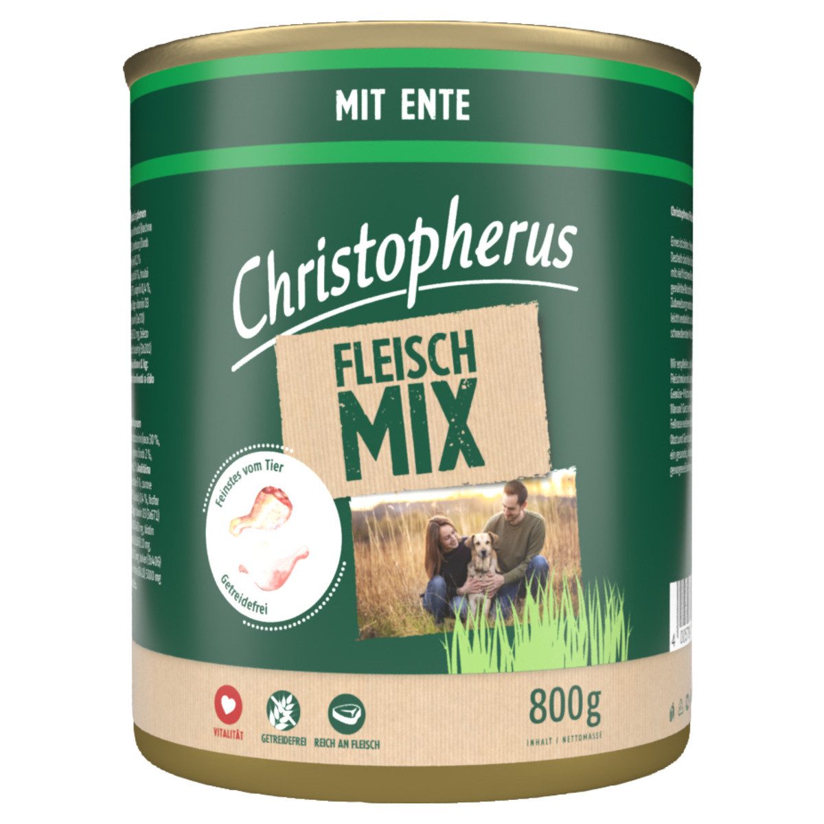 Christopherus Fleischmix mit Ente 800 g - 6 Stück, Nassfutter für: Hund