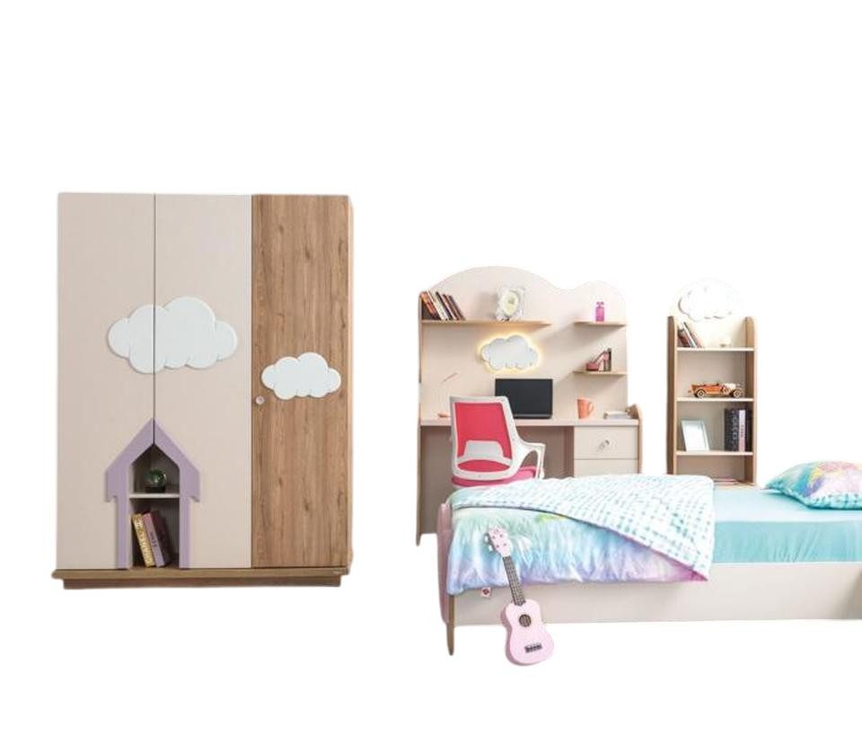 JVmoebel Kinderkleiderschrank Rosa Holzkleiderschrank mit integriertem Schreibtisch für Kinderzimmer (1-St., Kleiderschrank, Schreibtisch) Made in Europe