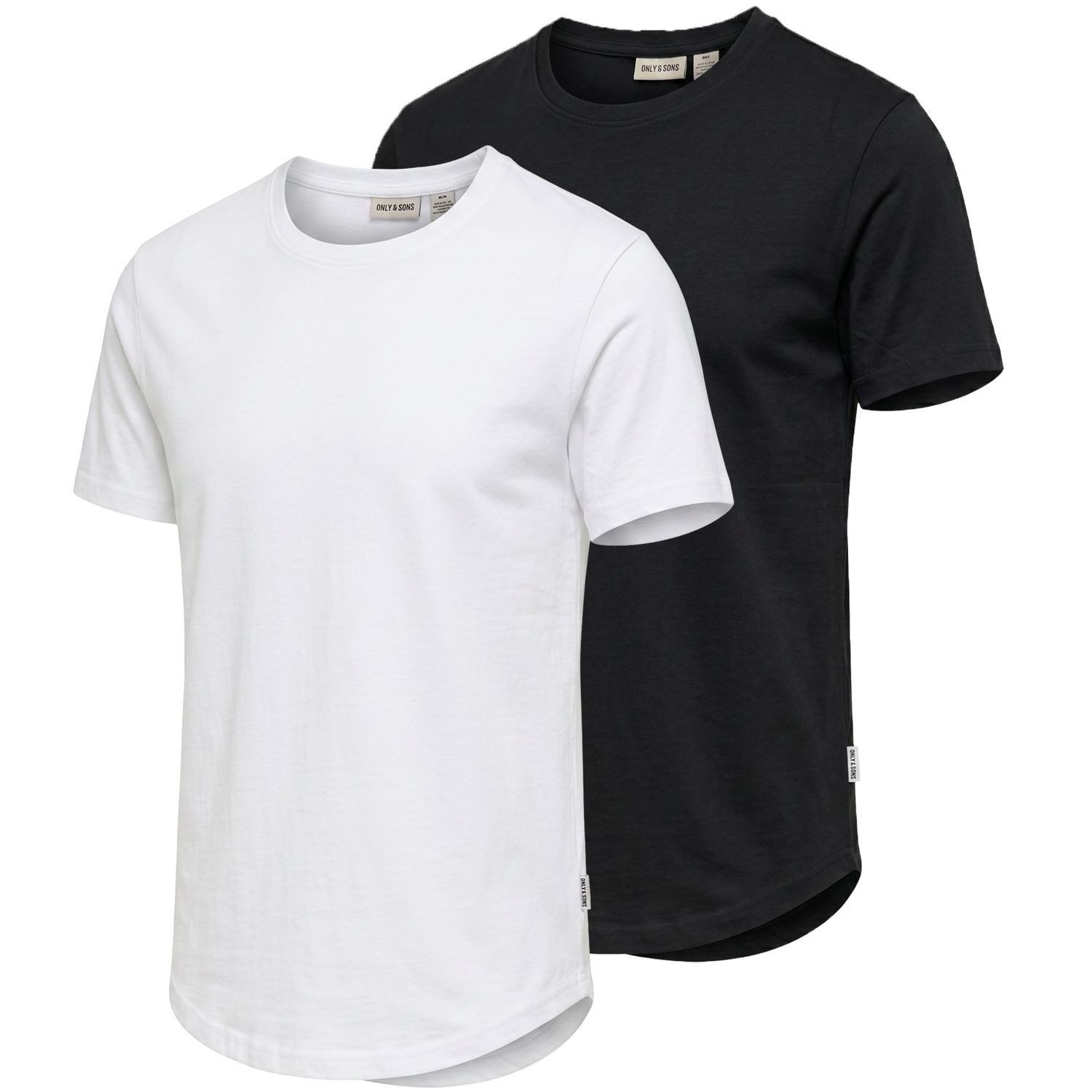 ONLY & SONS T-Shirt ONSMATT (Set) zeitloses Basic-T-Shirt, lang geschnitten und kleines Markenlabel