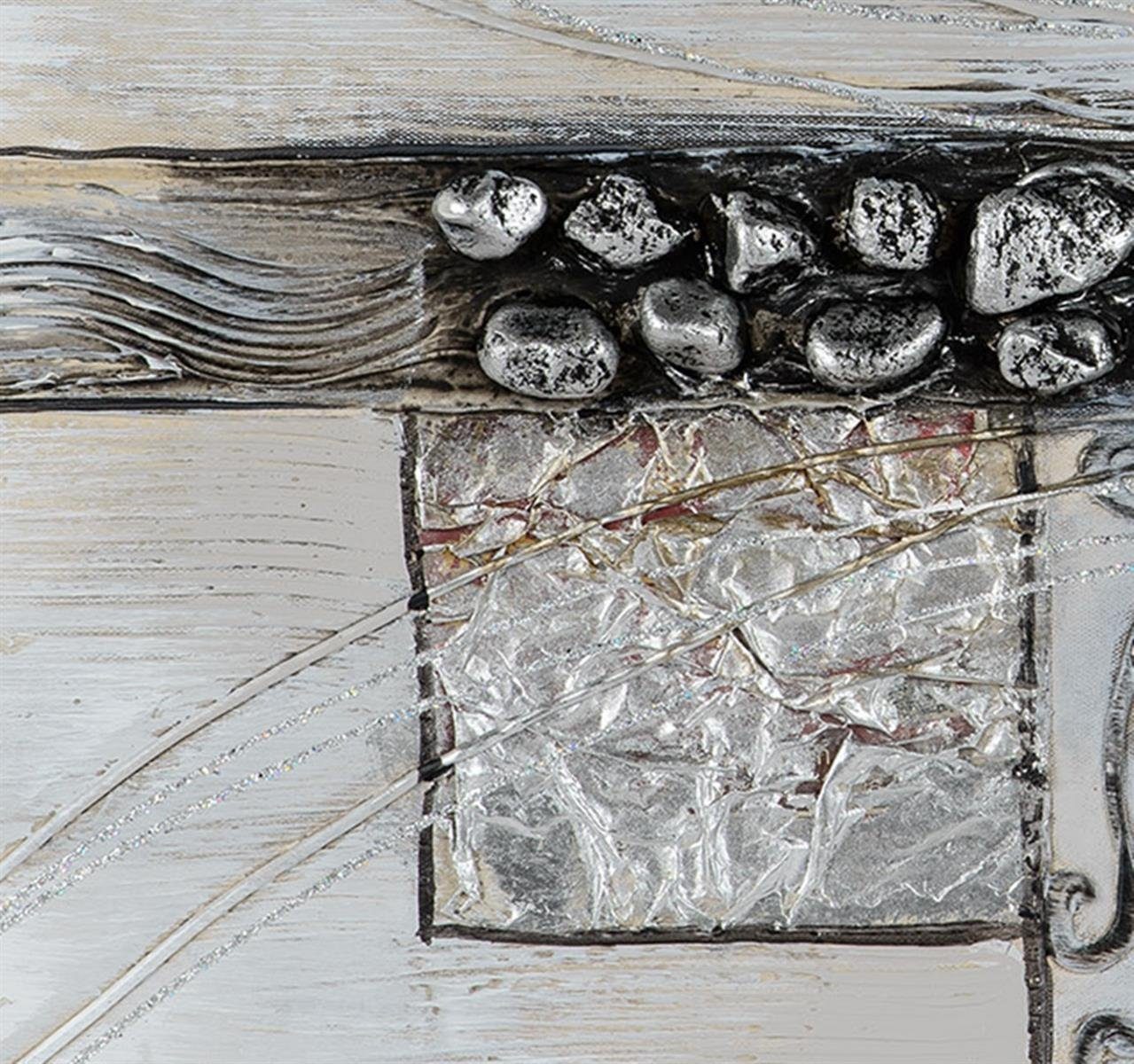 dekojohnson Wanddekoobjekt Metallelementen Leinwandbild 40x80cm Spachtelkunst