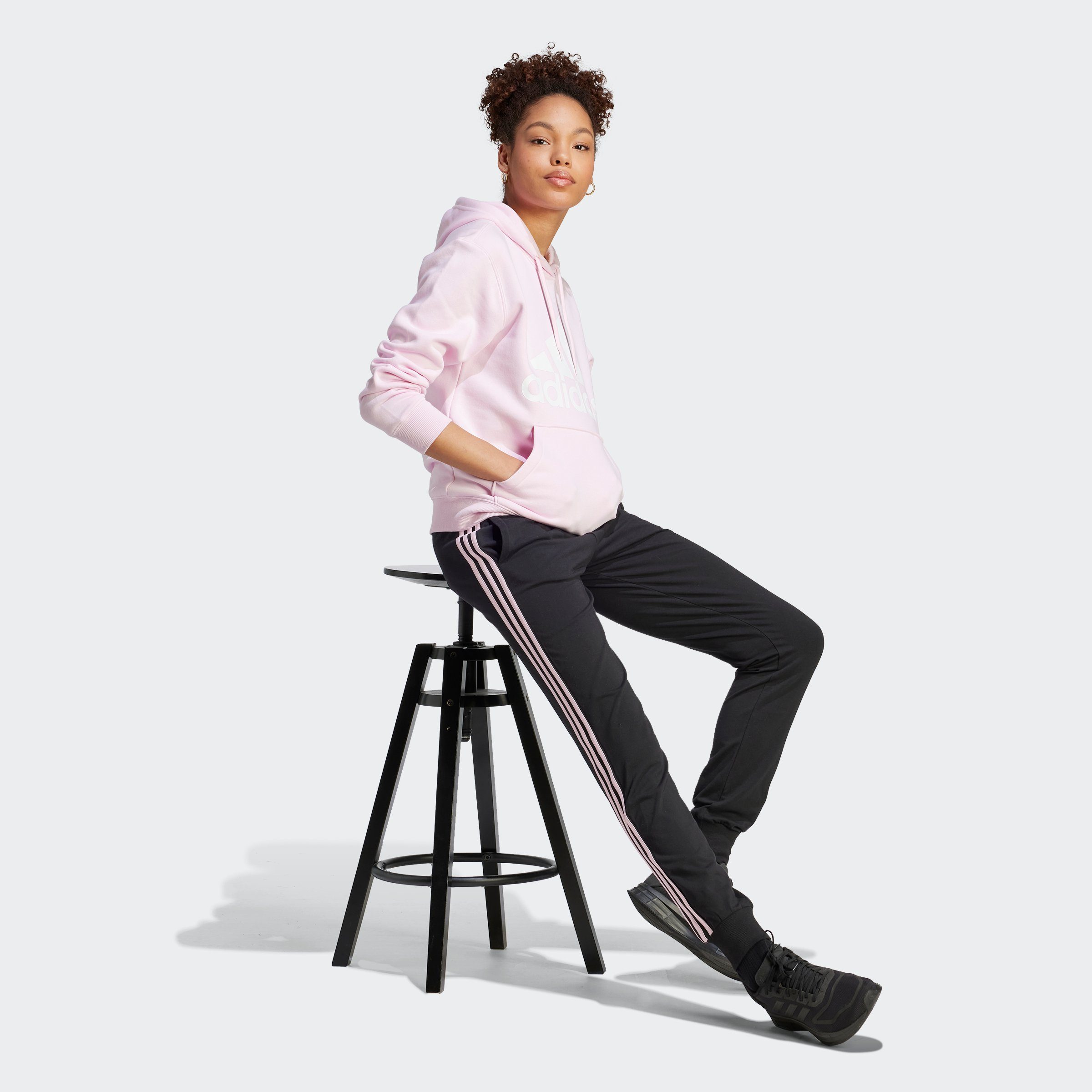 adidas Sportswear Kapuzensweatshirt Pink / LOGO White ESSENTIALS Clear REGULAR BIG HOODIE