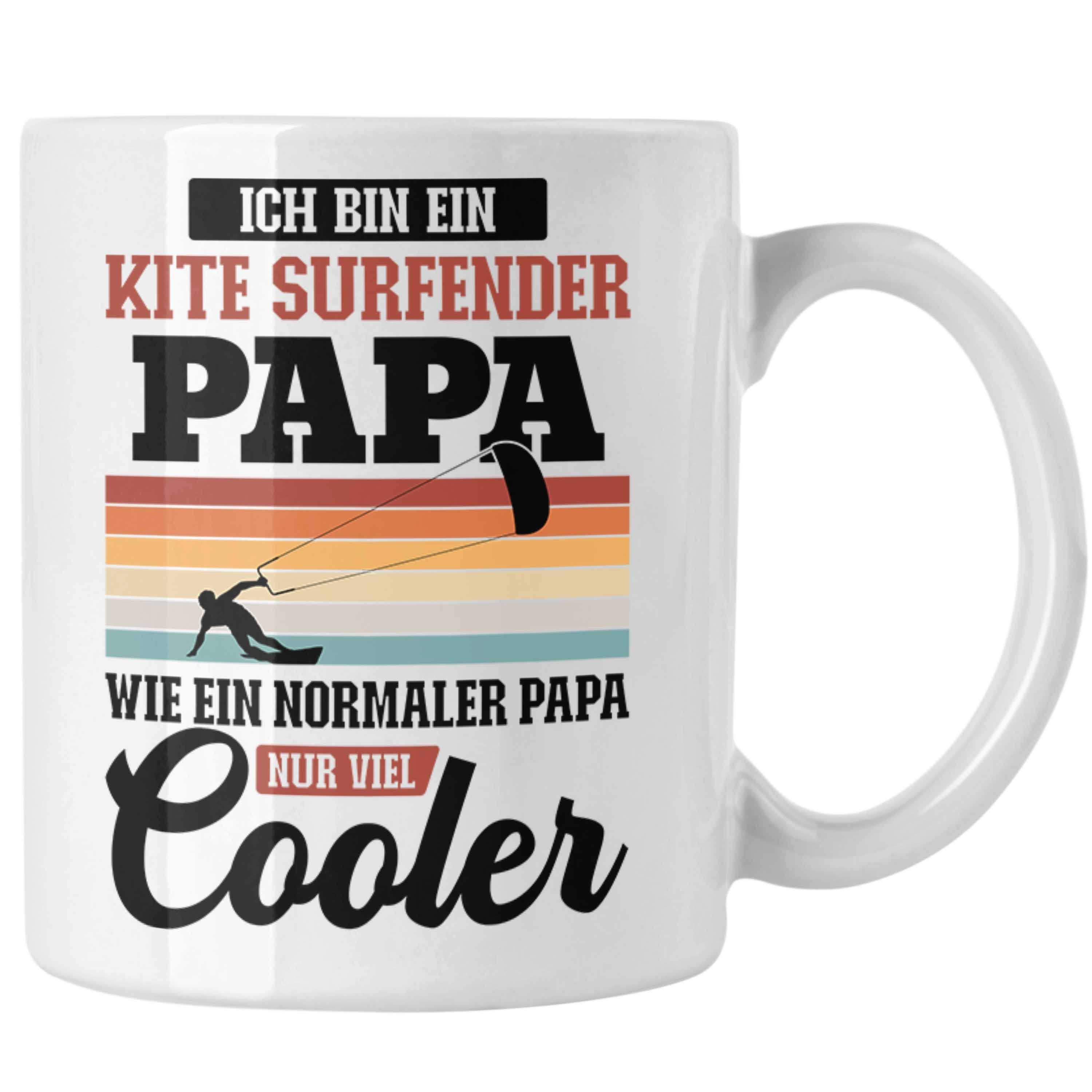 Trendation Tasse Trendation - Kitesurf Papa Kitesurfen Geschenk Tasse Vater Kite Surfender Papa Kitesurfing Weiss