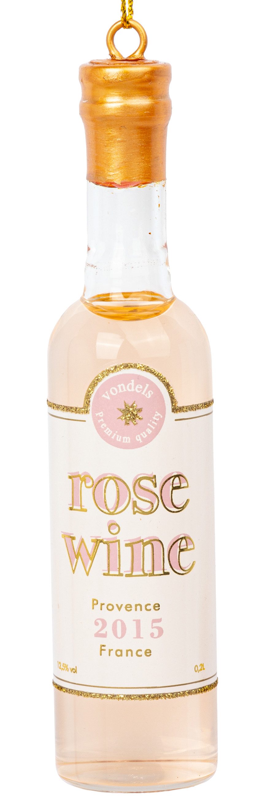 SIKORA Christbaumschmuck Roséwein Flasche besondere Weihnachtskugel Glas Anhänger – BS637, Christbaumschmuck Deko - traditionell, witzig & außergewöhnlich