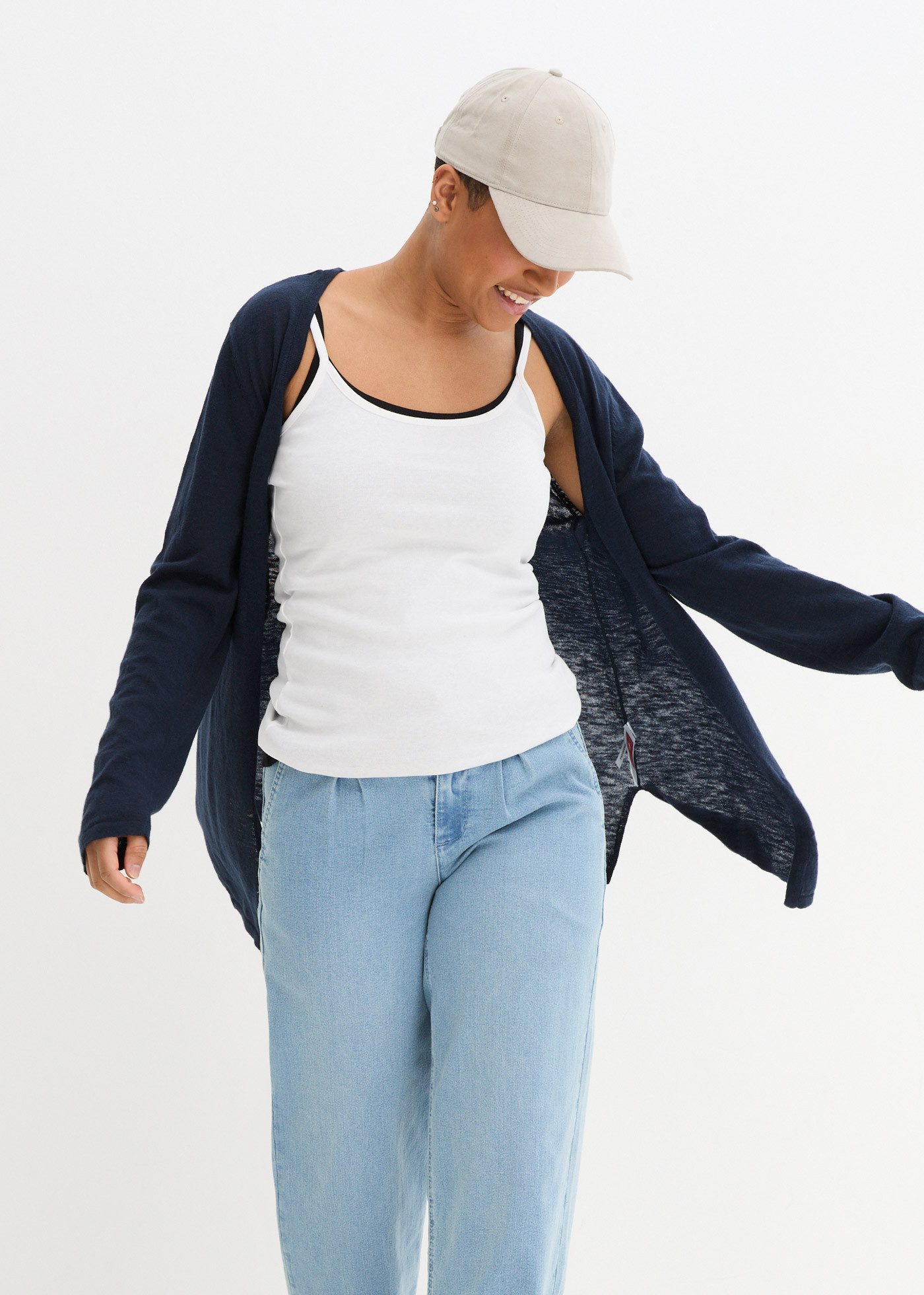 bonprix Strickjacke Strickjacke aus reiner Baumwoll-Slub Qualität günstig online kaufen