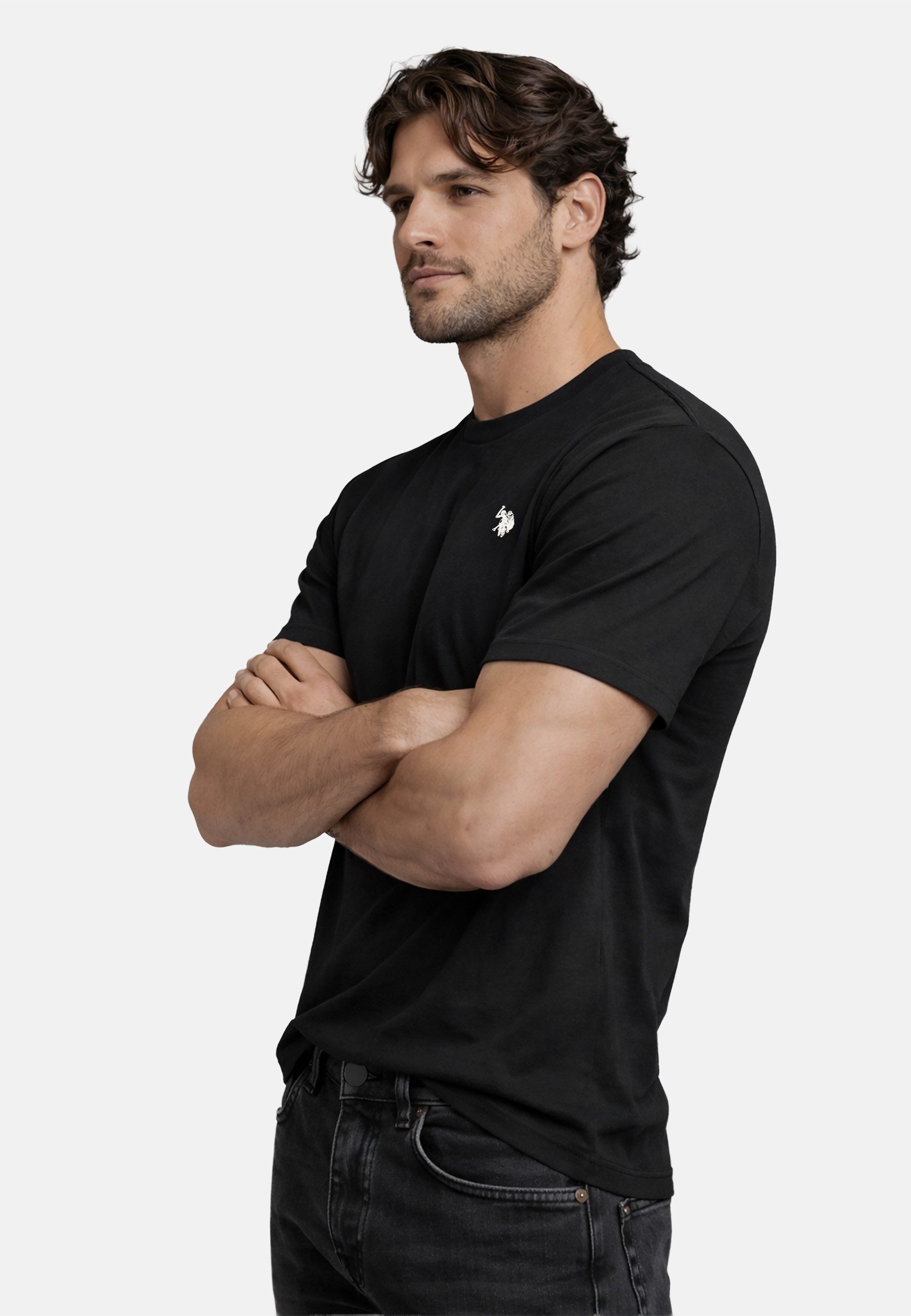 U.S. Polo Assn. T-Shirt USCaaleb – Herren Basic mit Rundhalsausschnitt 100 % Baumwolle mit weicher Haptik und leichtem Tragegefühl
