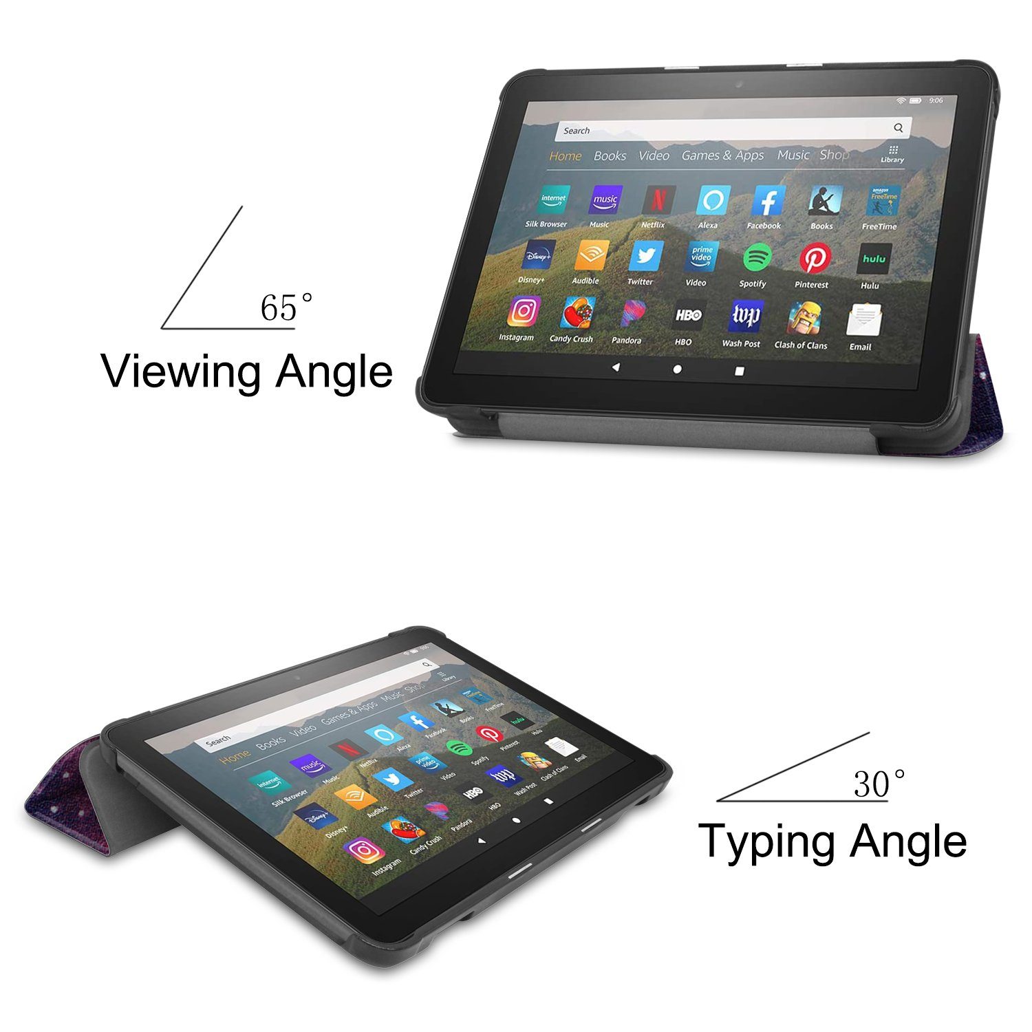 Lobwerk Tablet-Hülle Schutzhülle für Amazon Fire HD8/Plus 2020/2022 (10/12.Gen) 8.0 Zoll, Wake & Sleep Funktion, Sturzdämpfung, Aufstellfunktion