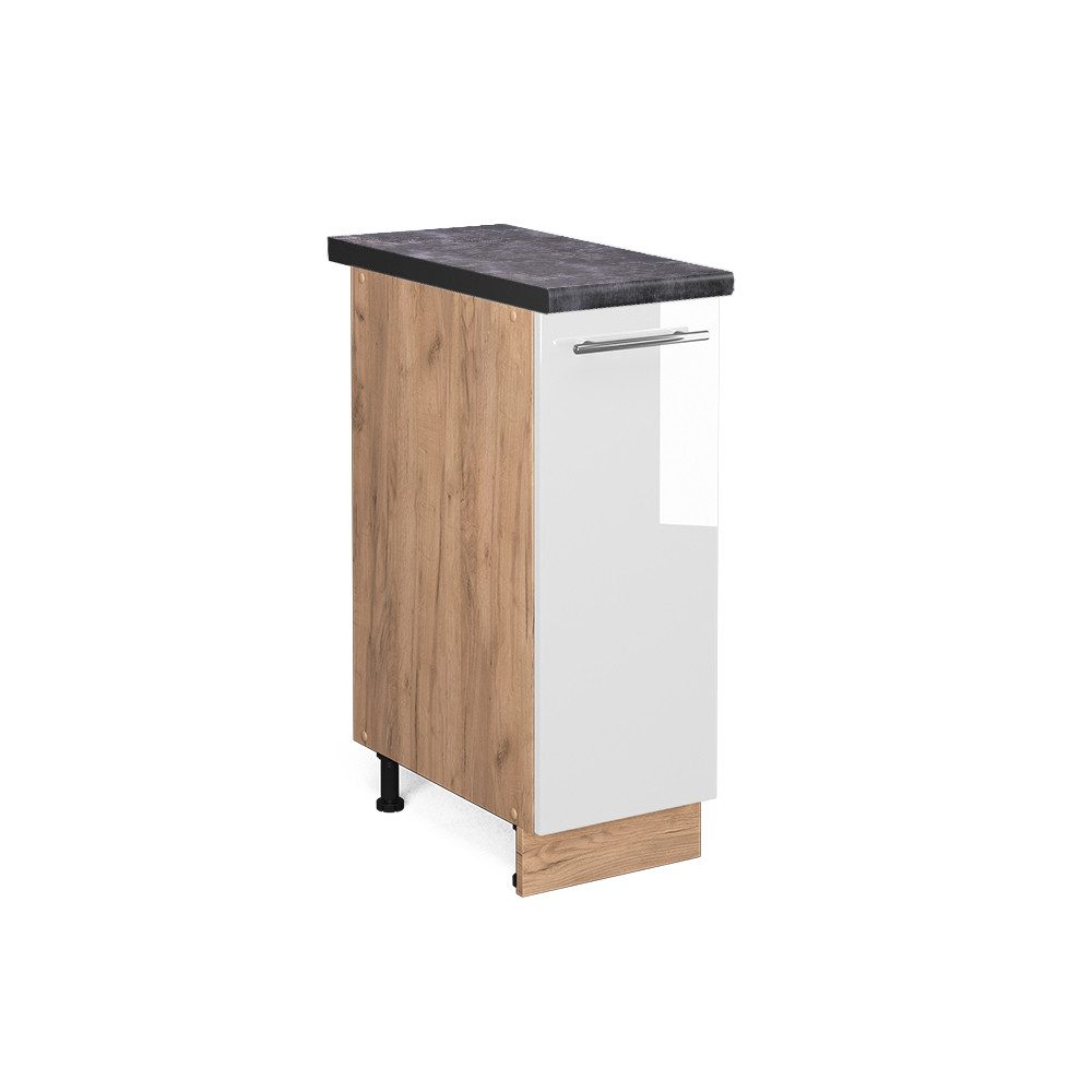 Vicco Apothekerschrank Fame-Line Weiß Hochglanz/Goldkraft Eiche 30 cm AP An günstig online kaufen
