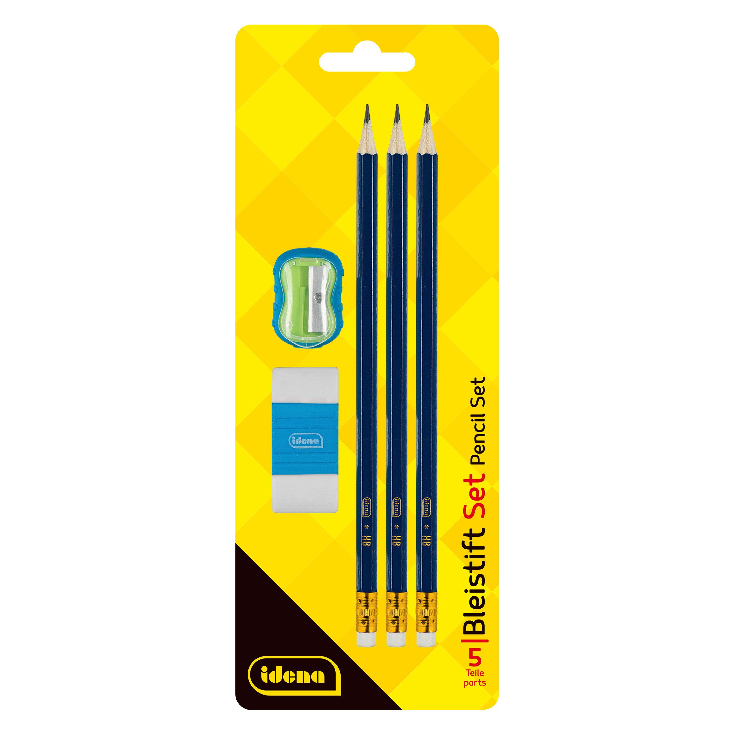 Idena Bleistift Idena Bleistift Set 5 Teile mit Anspitzer und Radierer