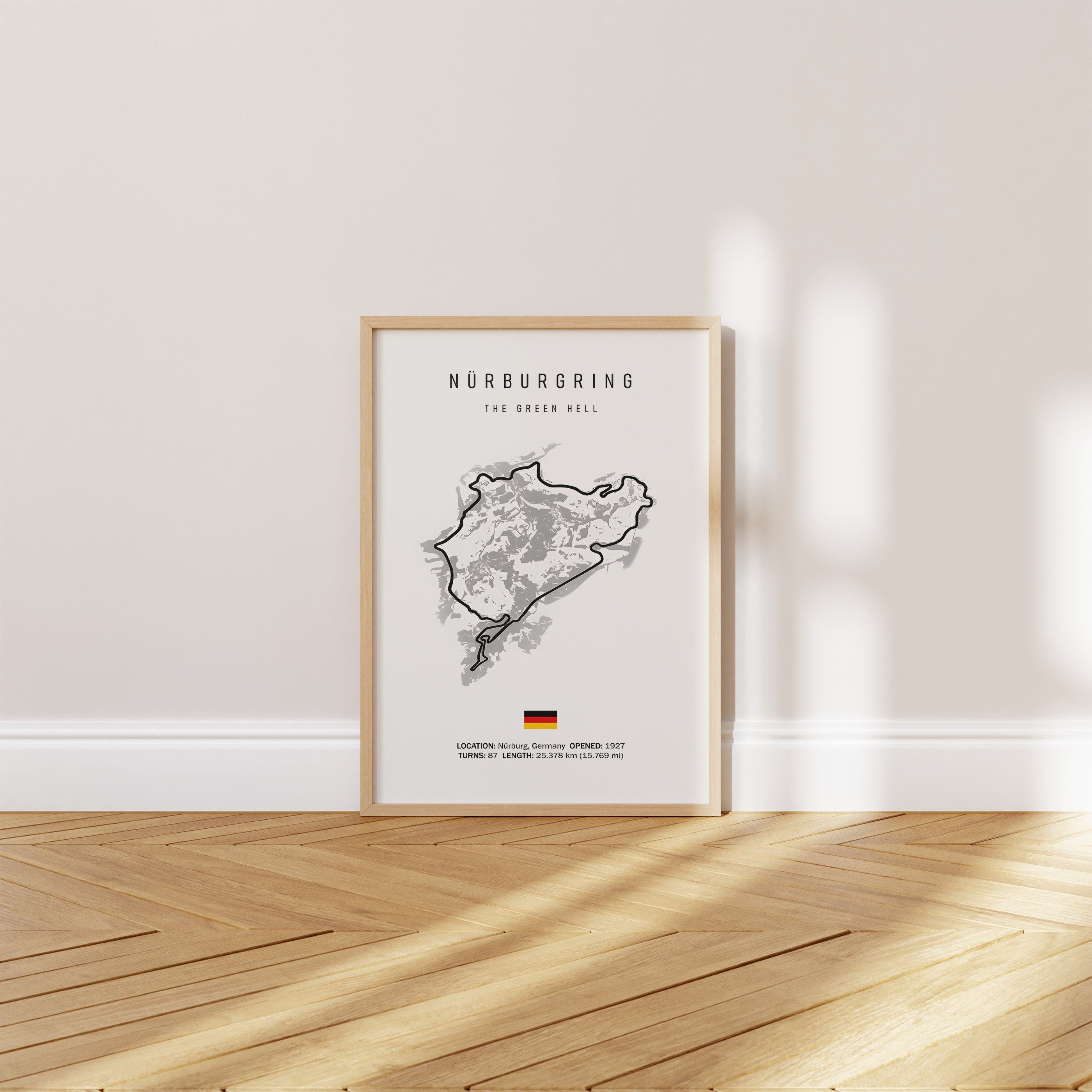 JUSTGOODMOOD Premium Rennstrecke ® ohne 1 Poster · Poster Formel Nürburgring Rahmen