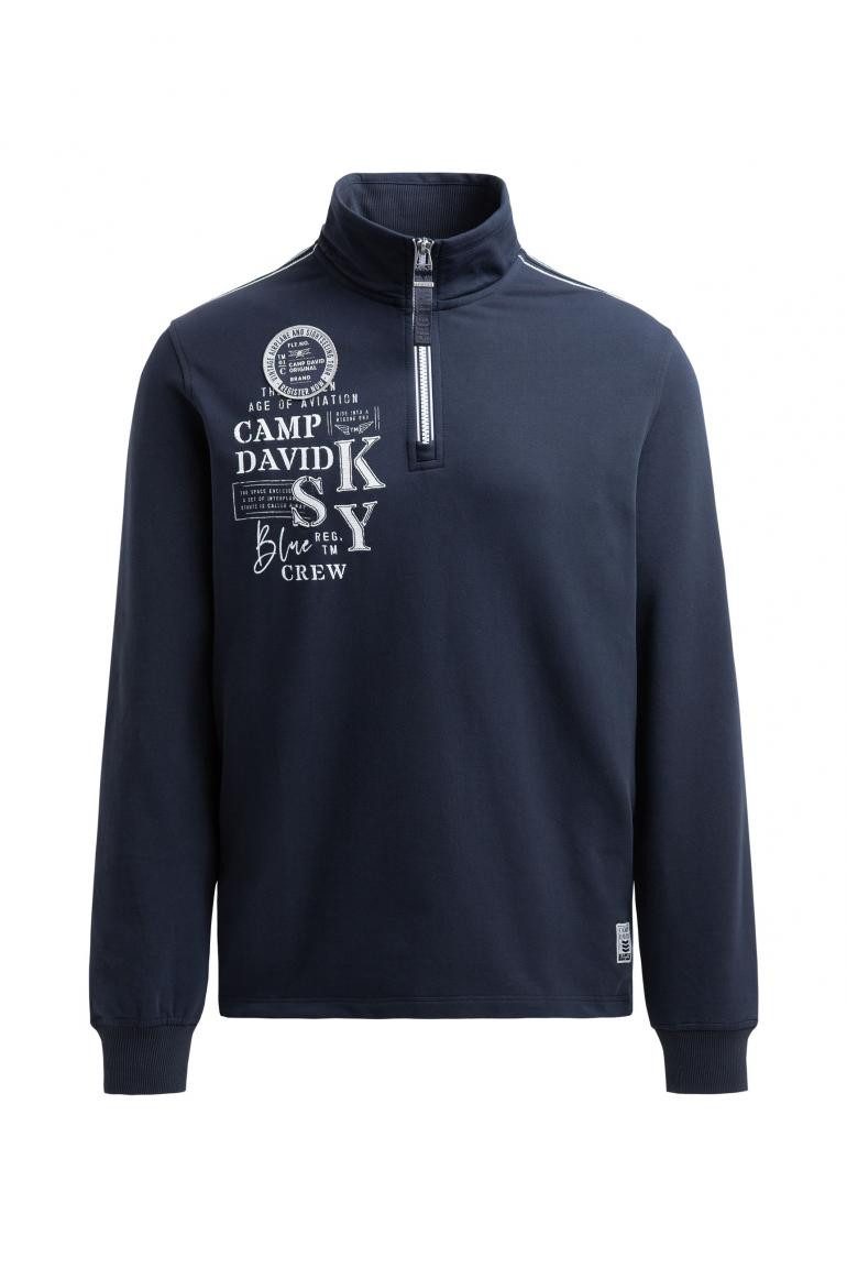 CAMP DAVID Sweatshirt mit Zipper und Artworks blue navy günstig online kaufen