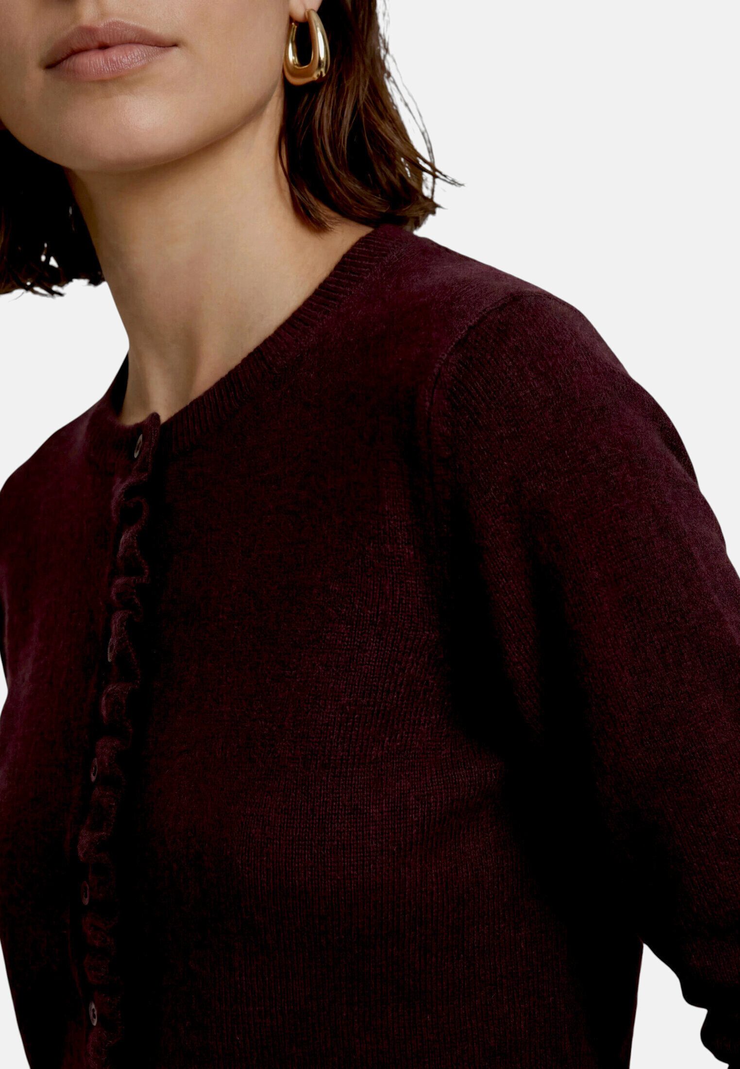 Zero Strickjacke Damen mit Rüschen (1-tlg) Knopfleiste
